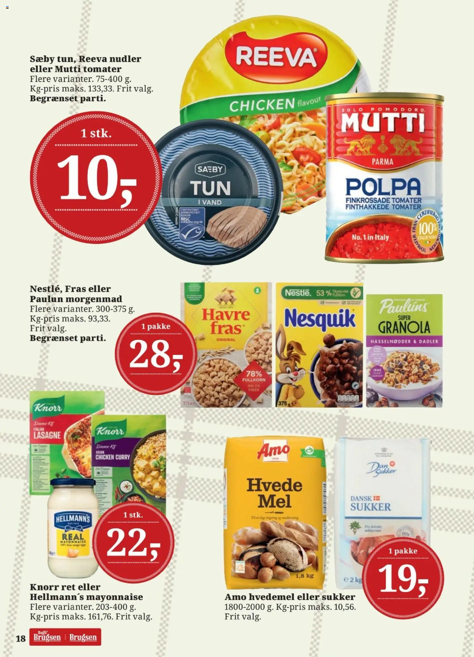 Dagli'Brugsen tilbudsavis – gyldig fra 24.04.2026 | Side: 18 | Produkter: Tomater, Nudler, Hvedemel, Dadler