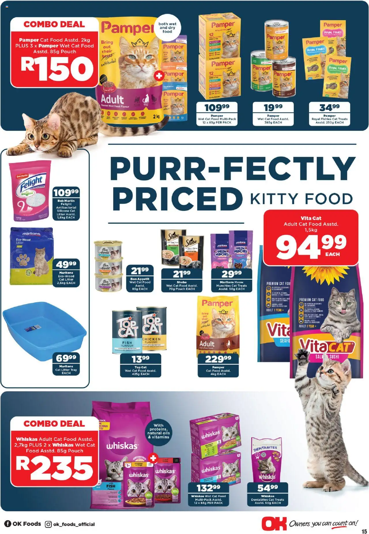 New OK Foods catalogue – valid from 24.09.2025 | Page: 15 | Products: Chicken, Silicone, Cat food, Cat litter