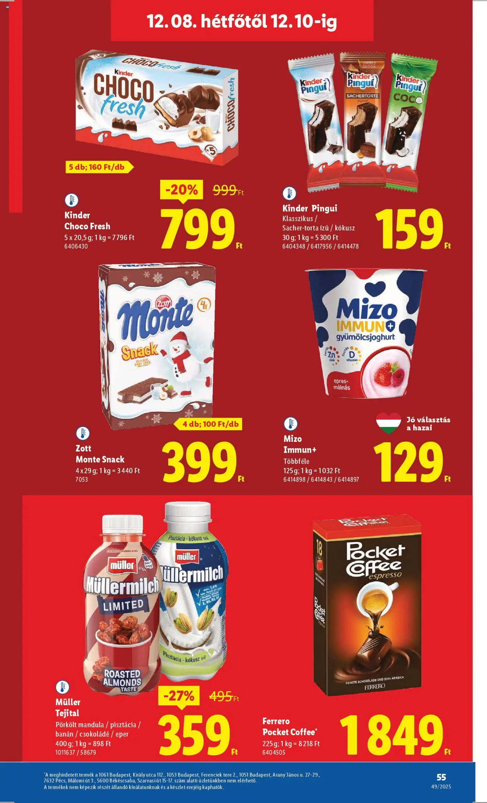 Lidl akciós ujság - amely érvényes a következő dátumtól: 04.12.2025 | Oldal: 55 | Termékek: Pisztácia, Kokusz, Mandula, Eper