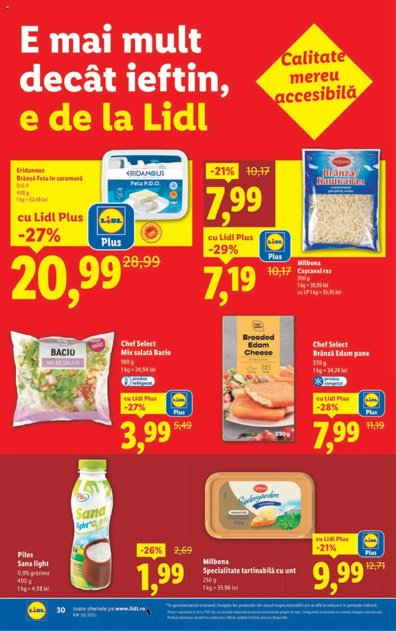 Noul catalog Lidl – valabil de la 15.09.2025 | Pagină: 30 | Produse: Toplar, Cașcaval, Brânză, Salată