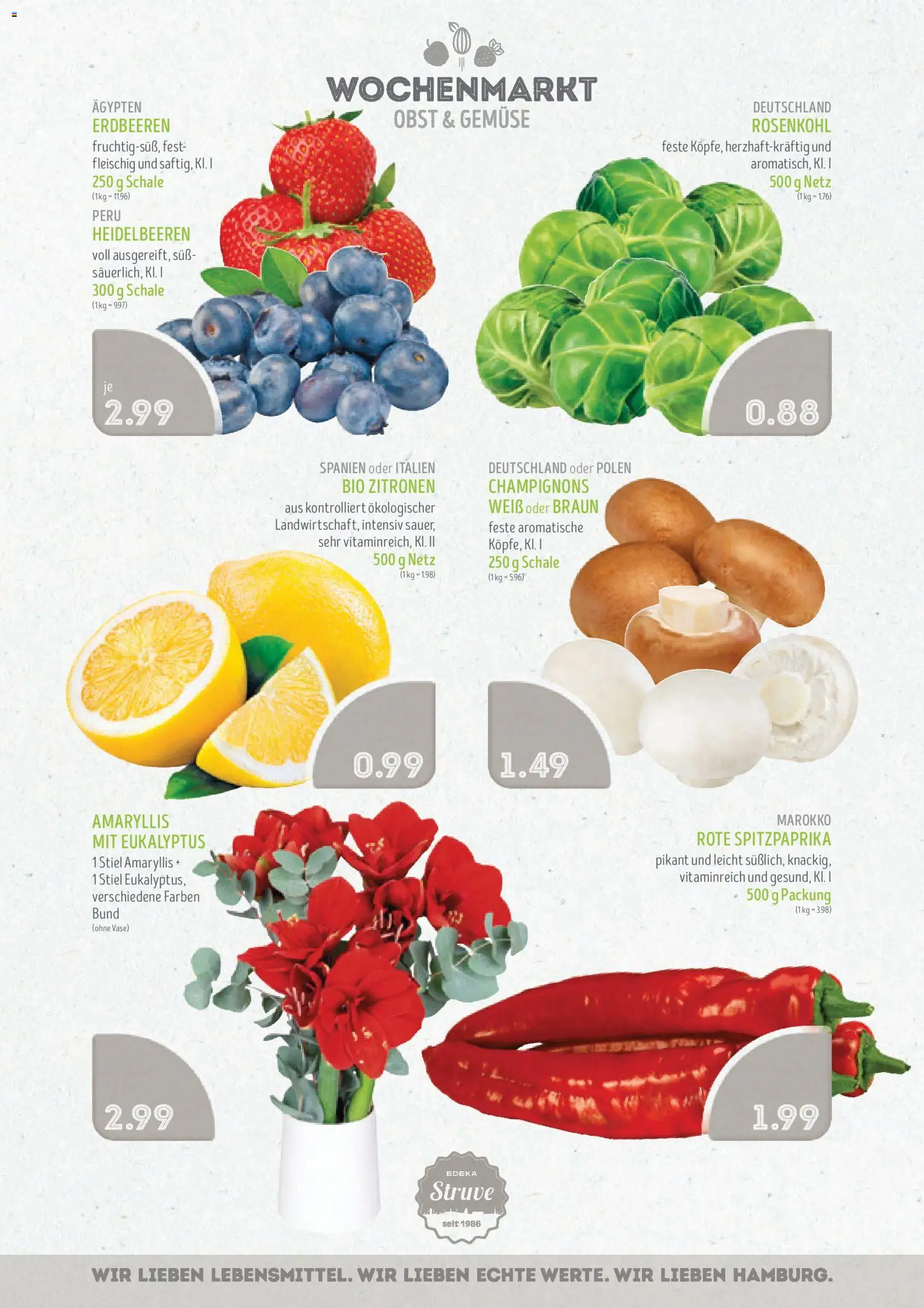 Edeka Struve Prospekt 	 – gültig ab 08.12.2025 | Seite: 2 | Produkte: Vase, Obst, Erdbeeren, Zitronen