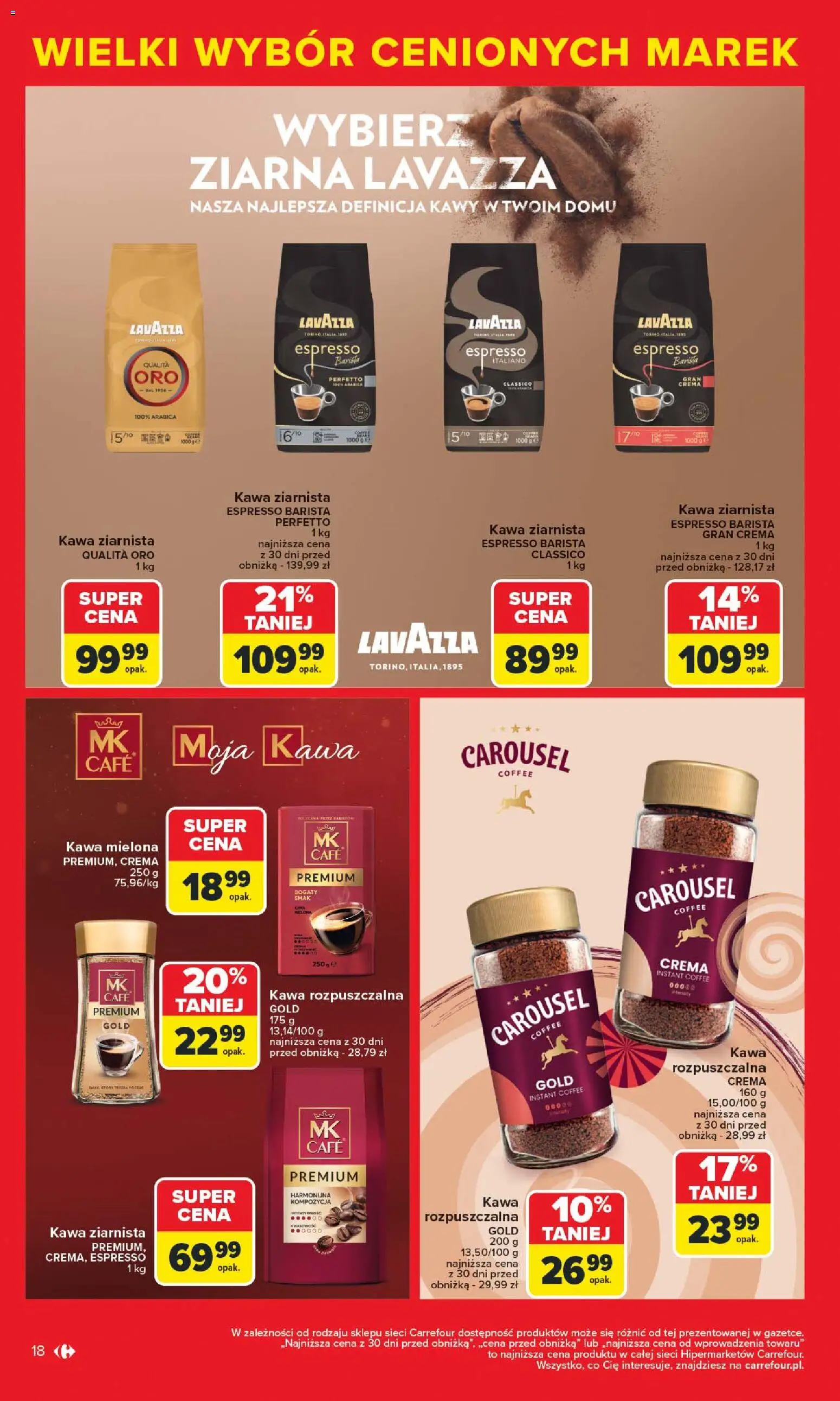 Carrefour Gazetka - Markowe atrakcje cenowe od 27.10.2025 | Strona: 20 | Produkty: Kawa ziarnista, Kawa rozpuszczalna, Lavazza, Kawa