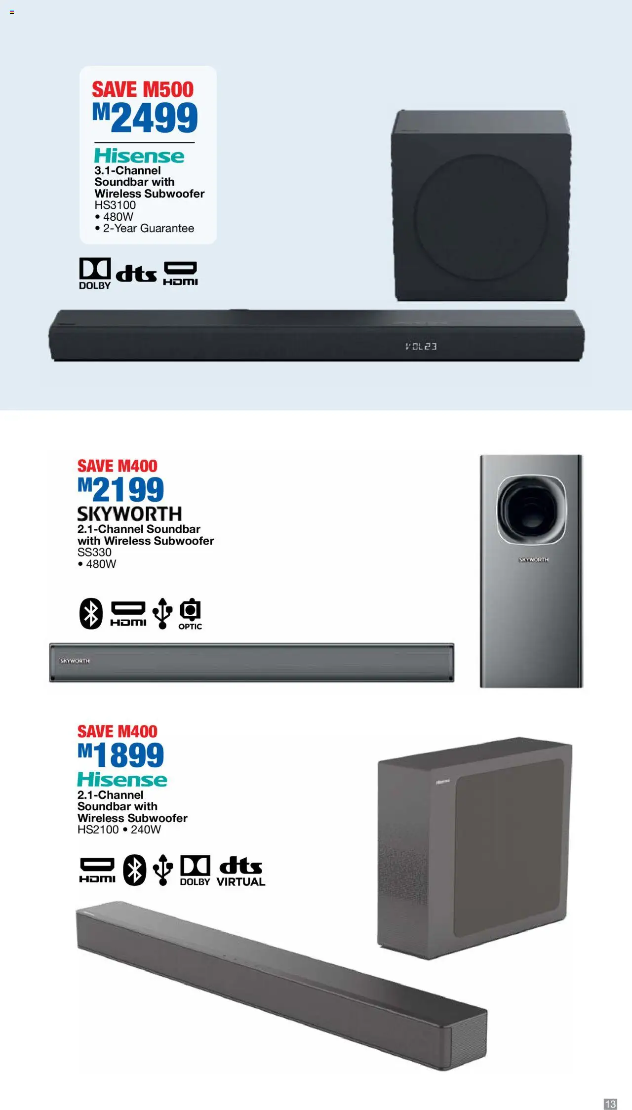New OK Furniture catalogue – valid from 06.10.2025 | Page: 13 | Products: Soundbar, Subwoofer