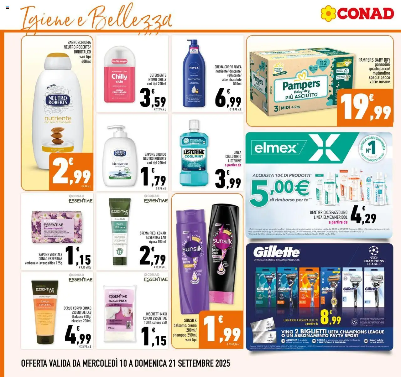 Volantino Conad del 10.09.2025 | Pagina: 20 | Prodotti: Pannolini, Detergente intimo, Detergente, Crema piedi