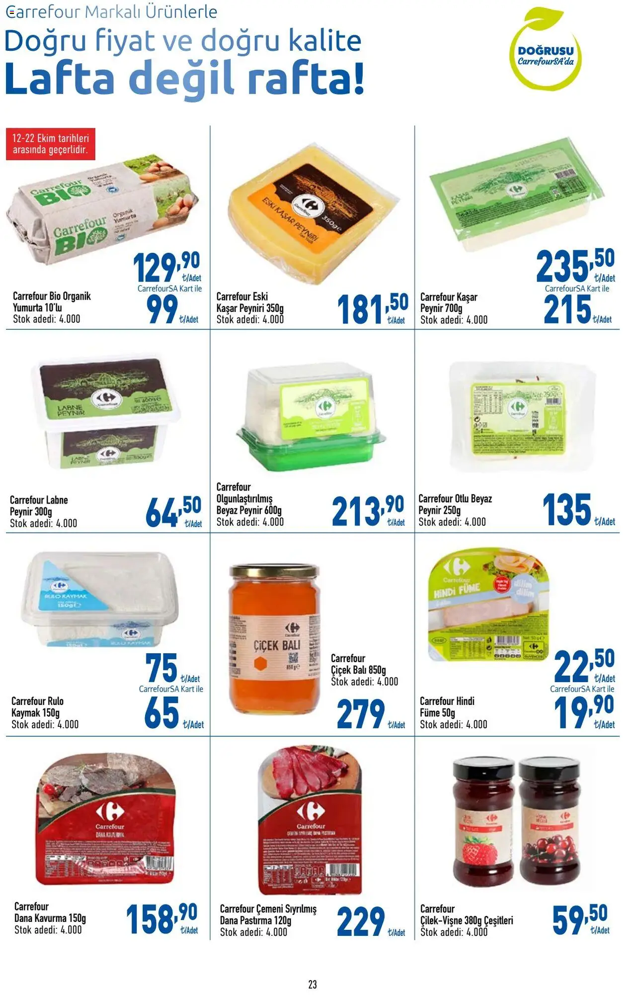 CarrefourSA Katalog - 09.10.2025 tarihinden itibaren geçerlidir | Sayfa: 23 | Ürünler: Peynir, Yumurta, Hindi füme