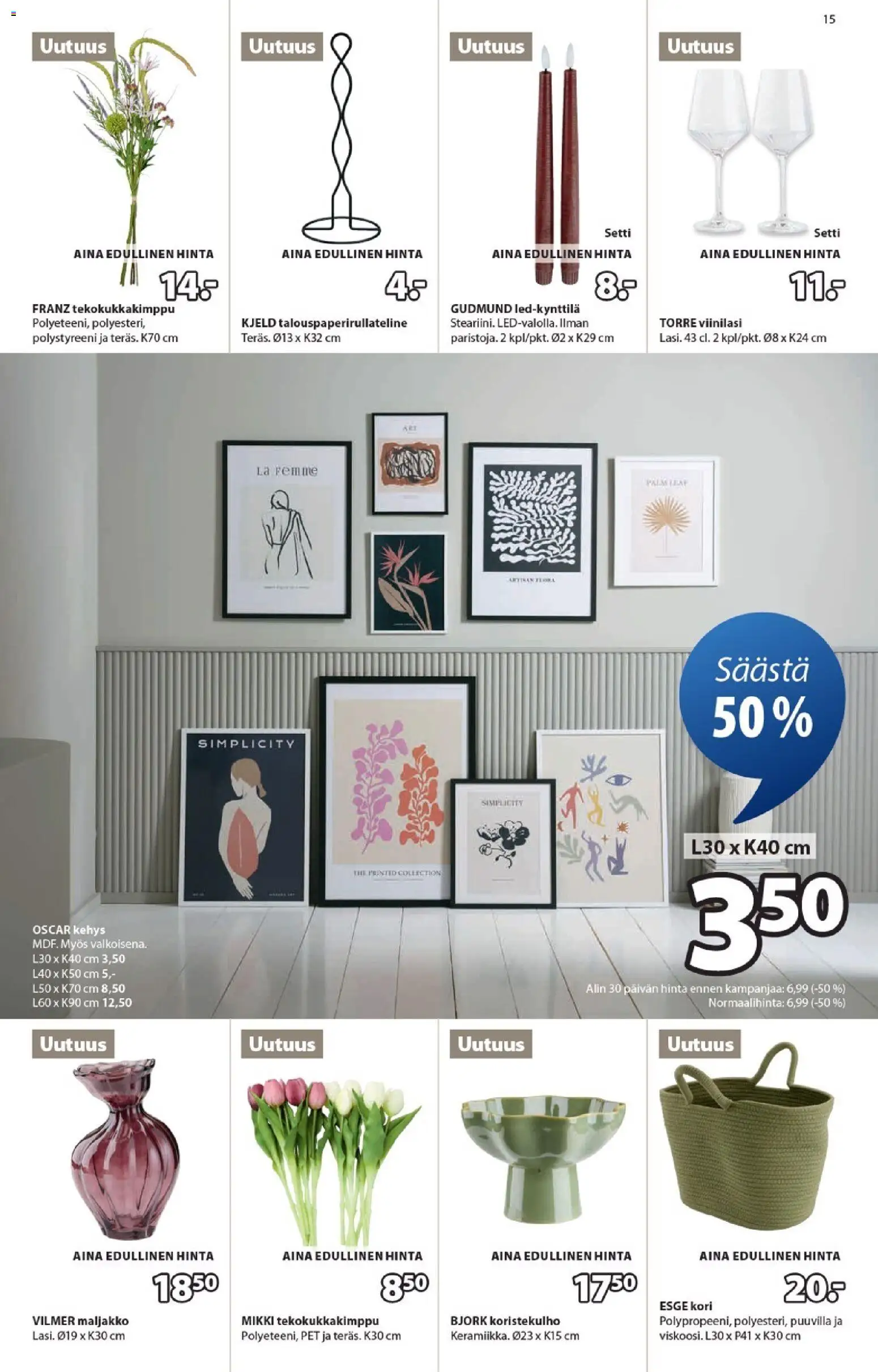 JYSK tarjoukset – voimassa 05.02.2026 alkaen | Sivu: 15 | Tuotteet: Kori, Maljakko