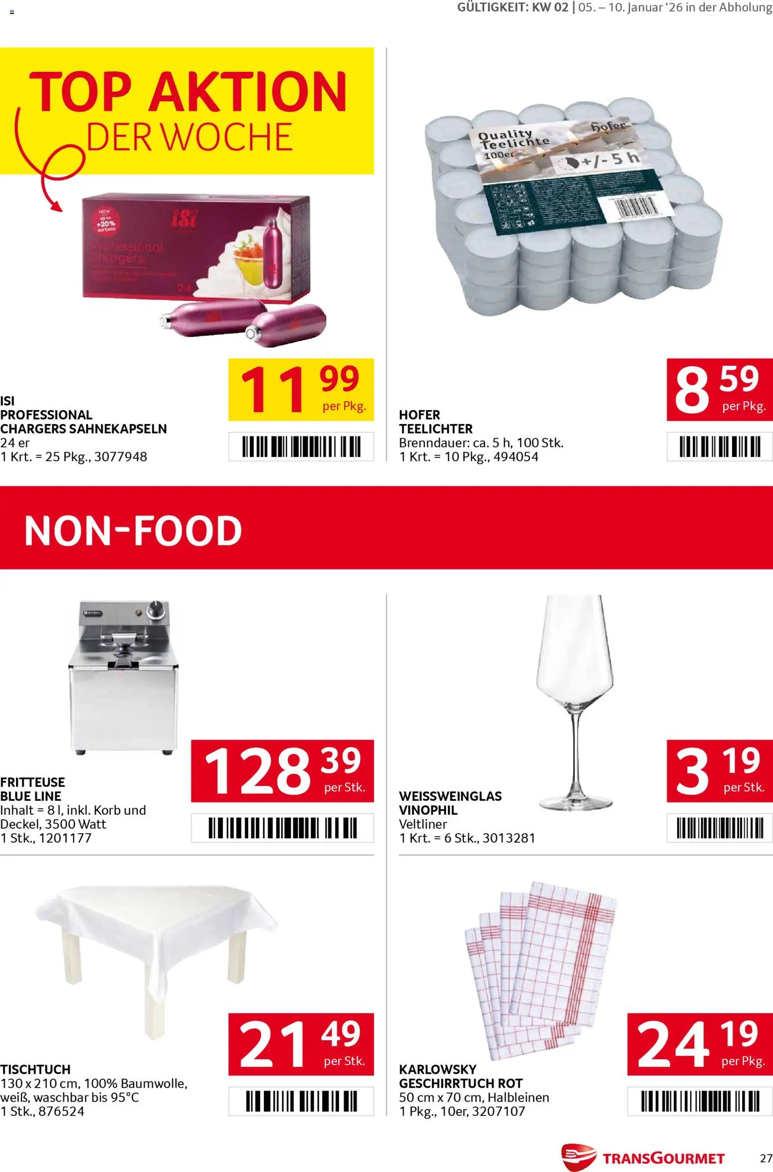 Transgourmet Flugblatt gültig ab 05.01.2026 | Seite: 26 | Produkte: Korb