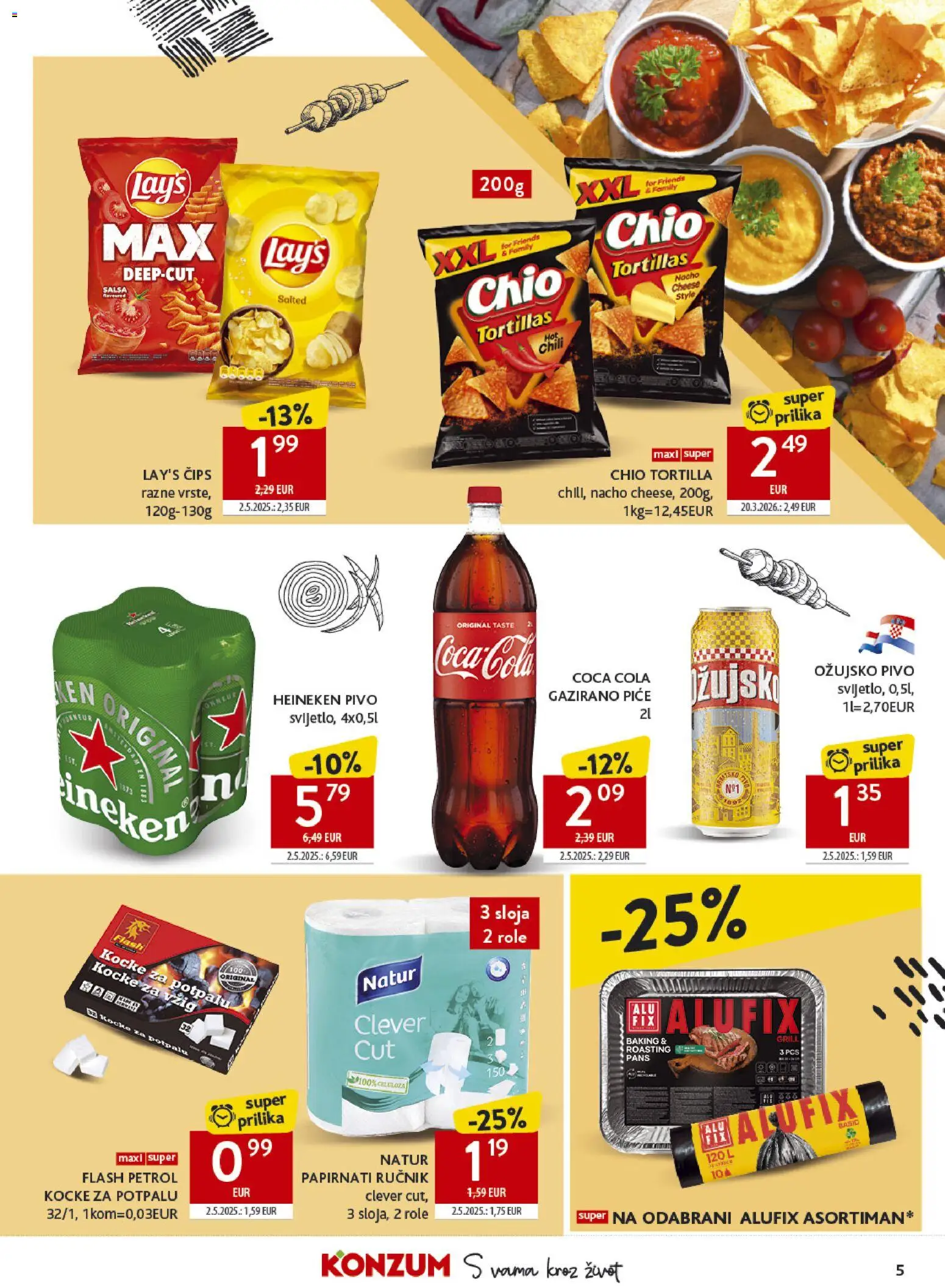 Konzum HR akciós ujság - amely érvényes a következő dátumtól: 29.04.2026 | Oldal: 5 | Termékek: Tortilla, Heineken, Grill, Coca Cola