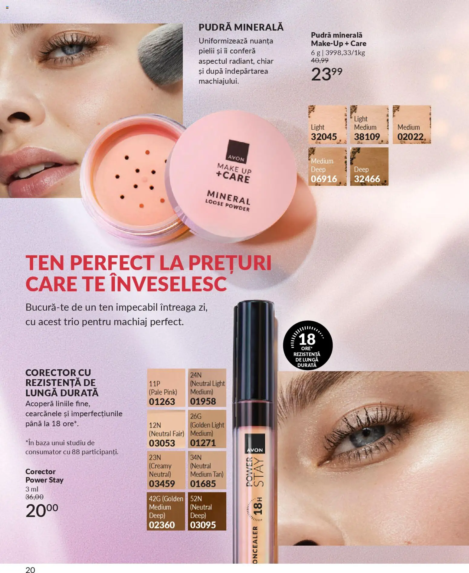Noul catalog Avon – valabil de la 01.01.2026 | Pagină: 22 | Produse: Machiaj, Concealer, Pudră