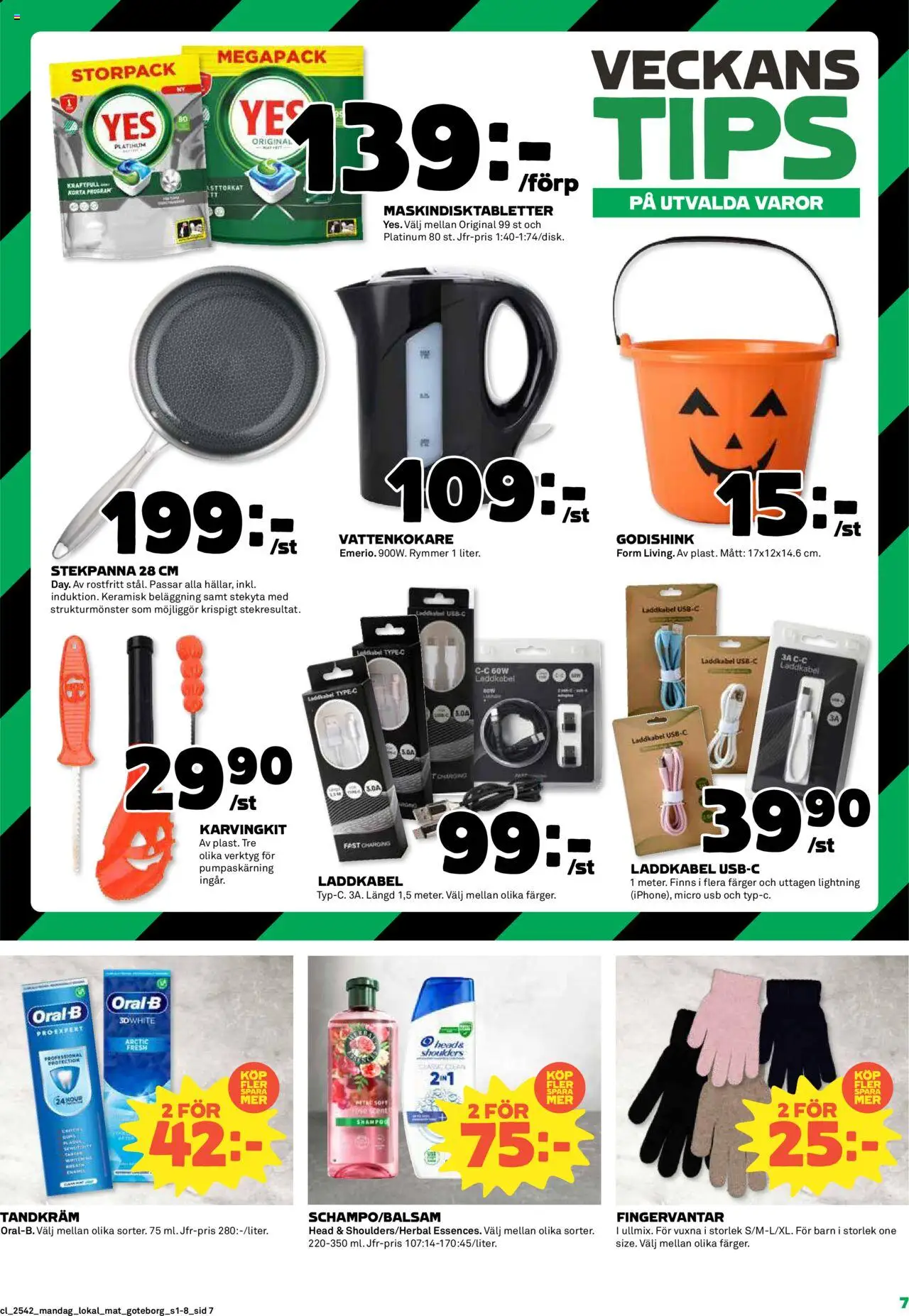 Stora Coop reklamblad aktuell från 13.10.2025 | Sida: 7 | Produkter: Vattenkokare, Tandkräm, Stekpanna, USB