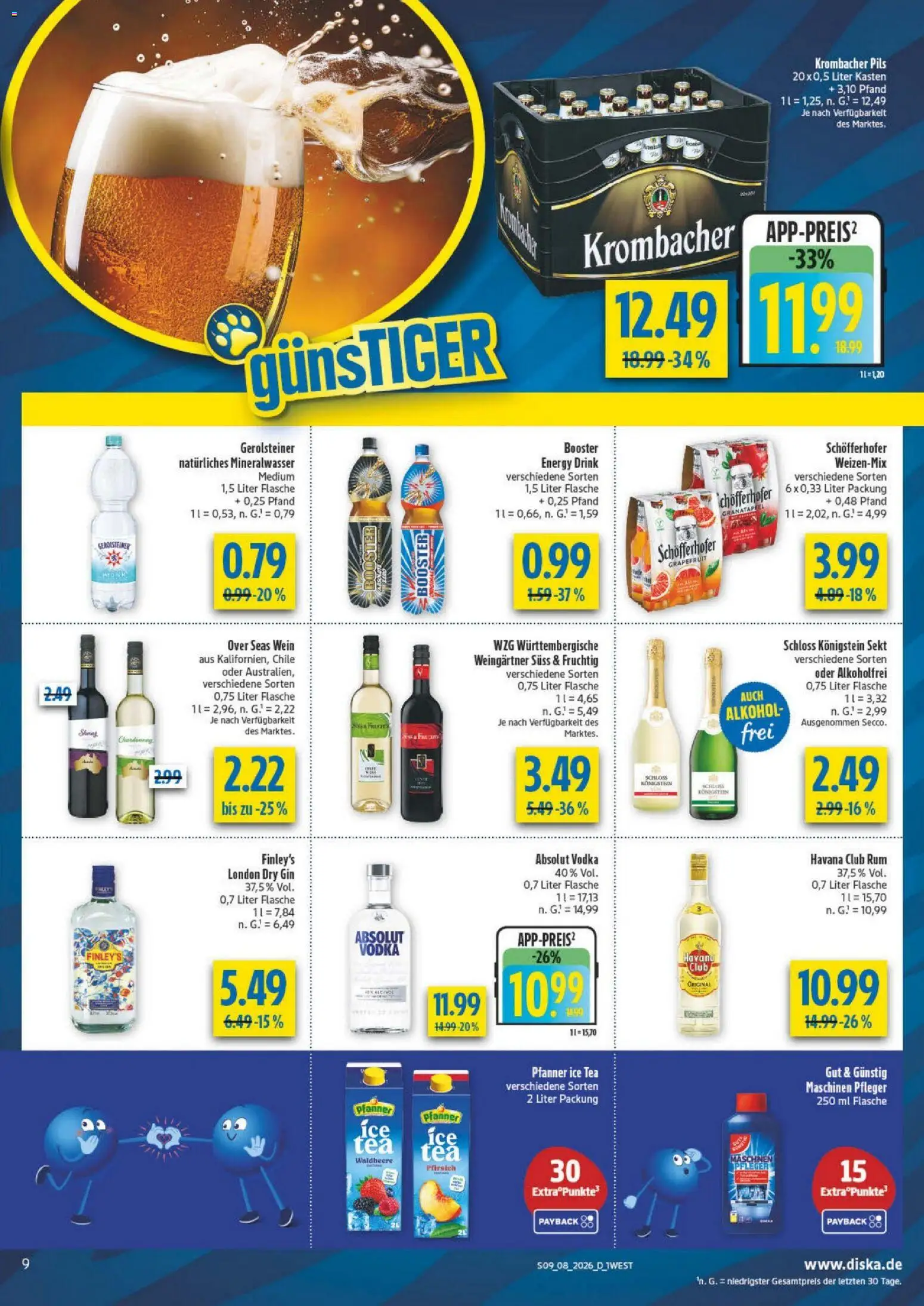 Diska - Diska Angebote Bayern KW08 – gültig ab 16.02.2026 | Seite: 9 | Produkte: Granatapfel, Mineralwasser, Vodka, Gin