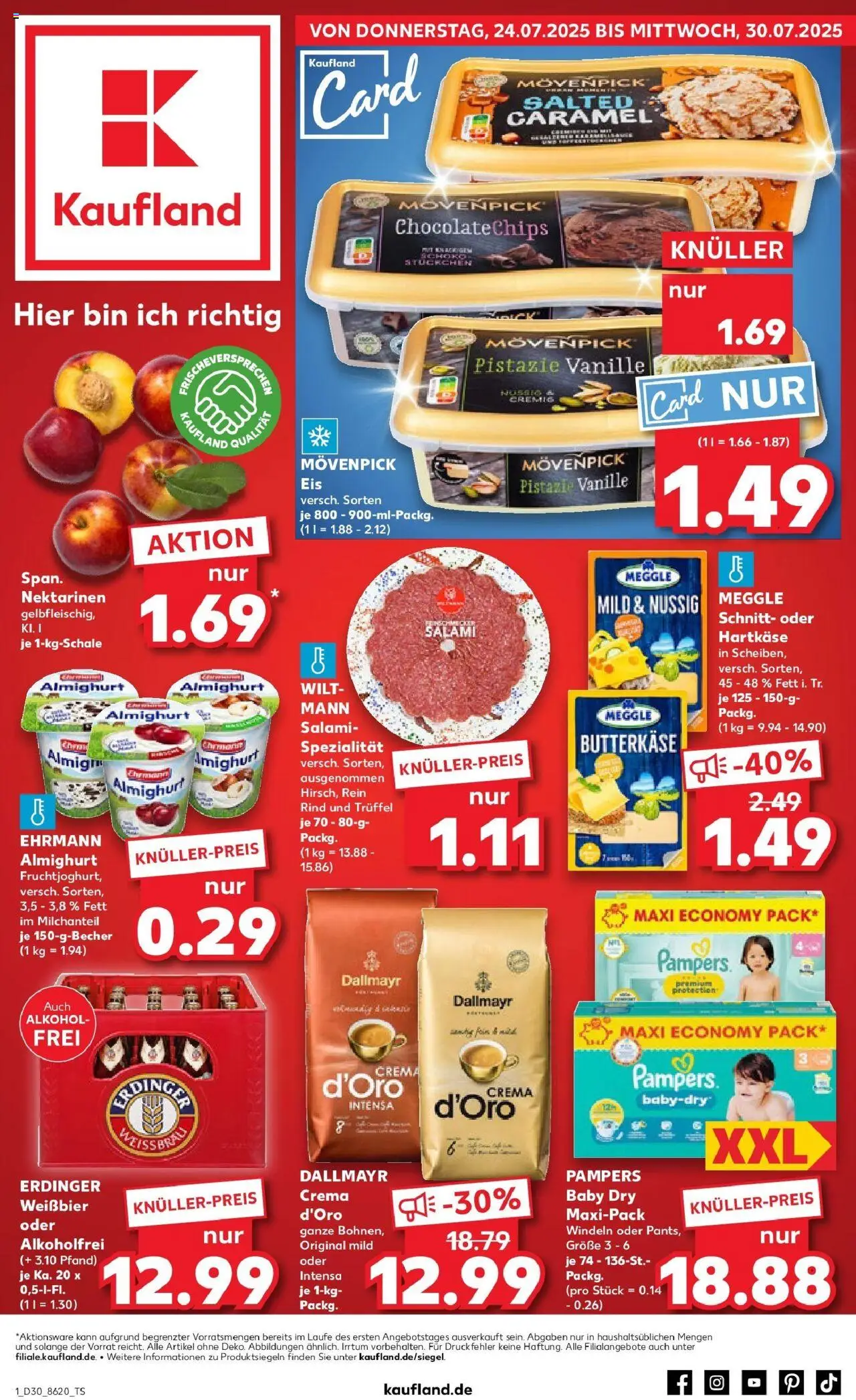 Kaufland prospekt Bottrop	 - gültig ab dem 23.07.2025 | Seite: 1 | Produkte: Ehrmann almighurt, Nektarinen, Weißbier, Movenpick eis