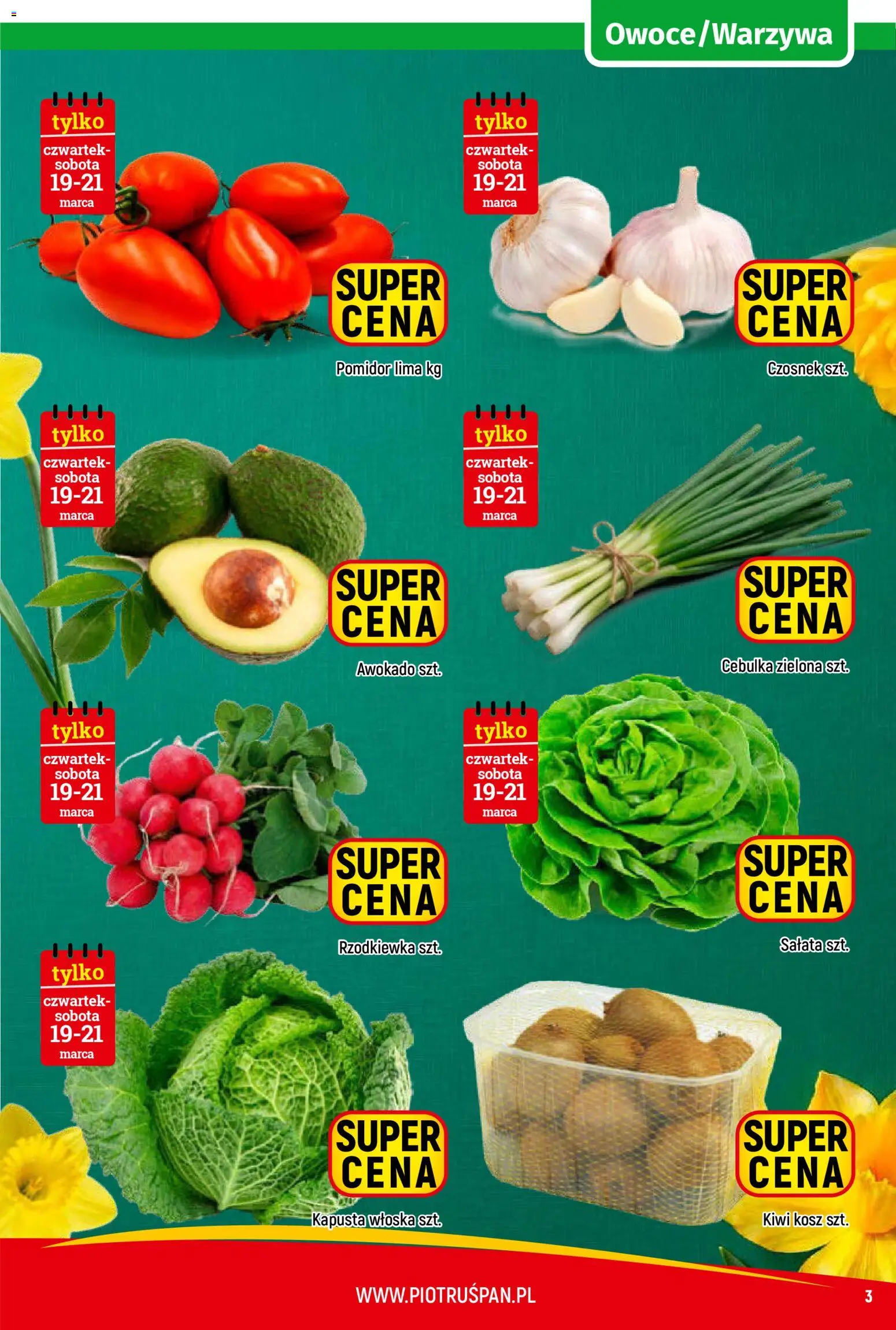 Piotruś Pan gazetka od 12.03.2026 | Strona: 3 | Produkty: Czosnek, Kiwi, Awokado, Owoce