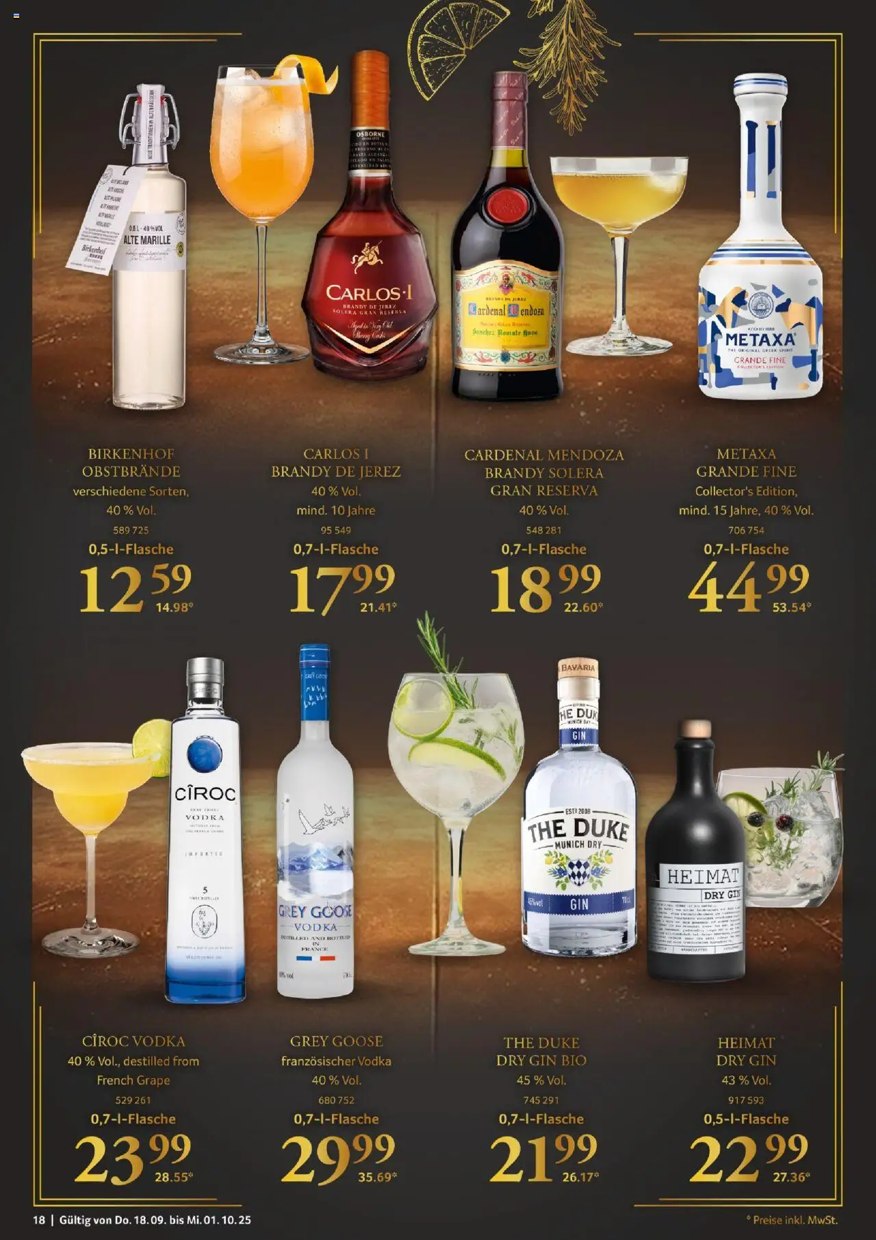 Selgros Für Genießer  – gültig ab 18.09.2025 | Seite: 18 | Produkte: Osborne, Metaxa, Vodka, Gin