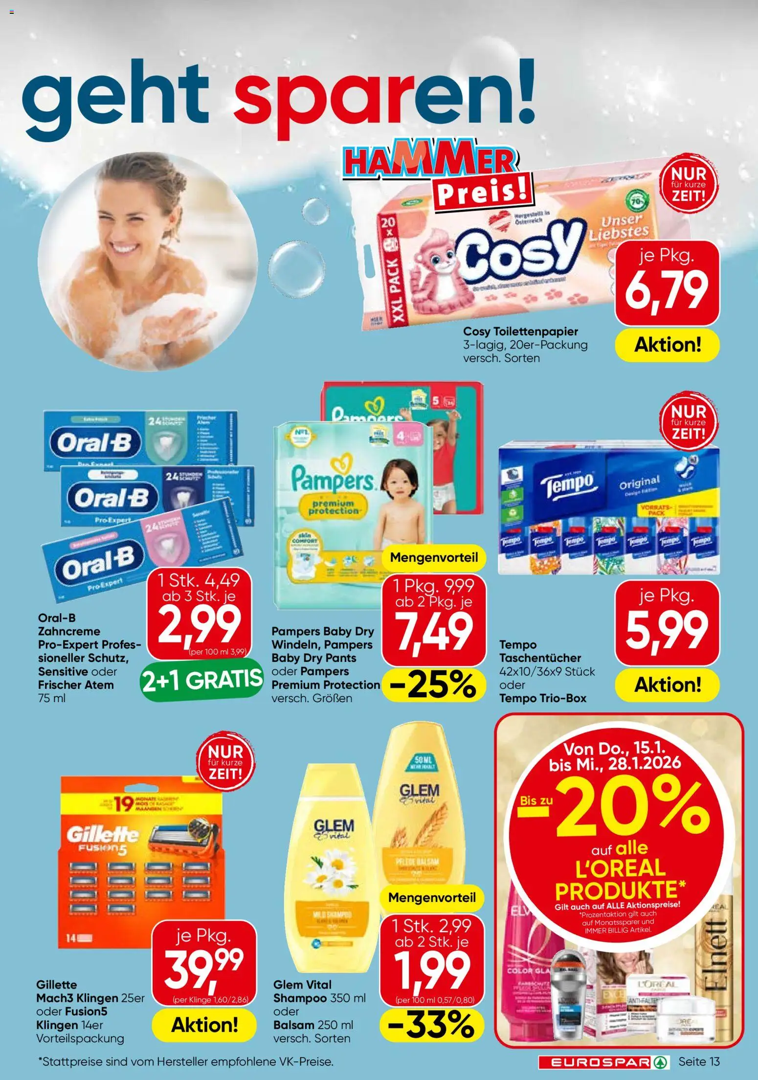 Eurospar Flugblatt - Burgenland gültig ab 15.01.2026 | Seite: 13 | Produkte: Pampers, Shampoo