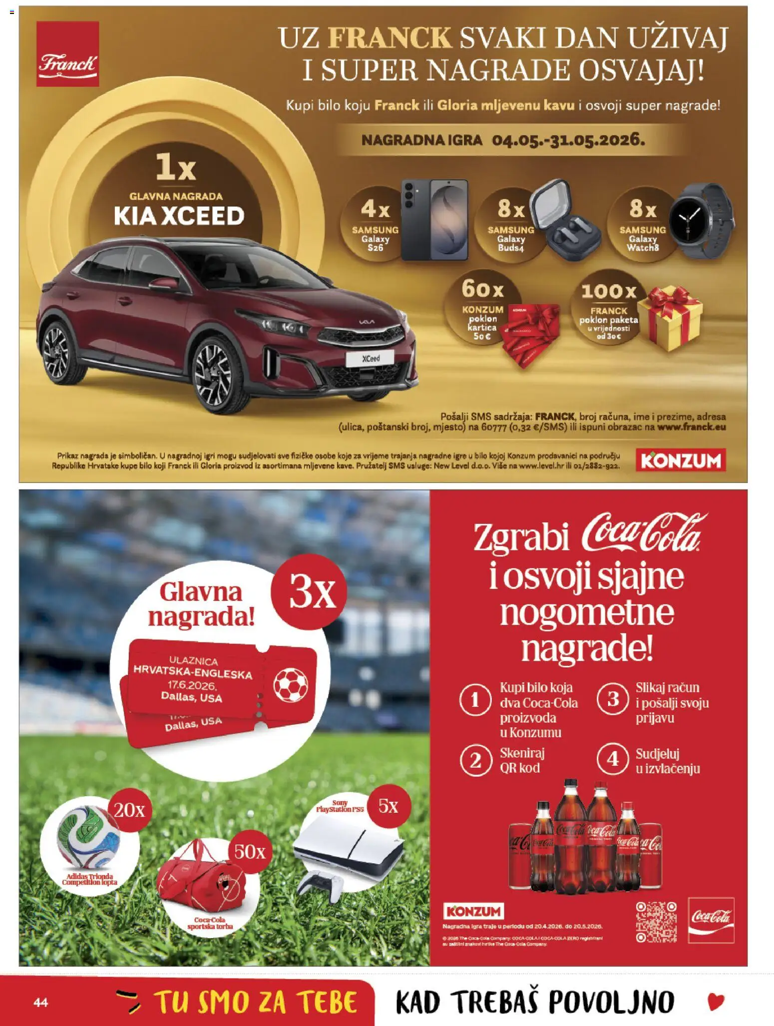 Konzum HR akciós ujság - amely érvényes a következő dátumtól: 29.04.2026 | Oldal: 44 | Termékek: PlayStation, Coca Cola, Cola, Samsung