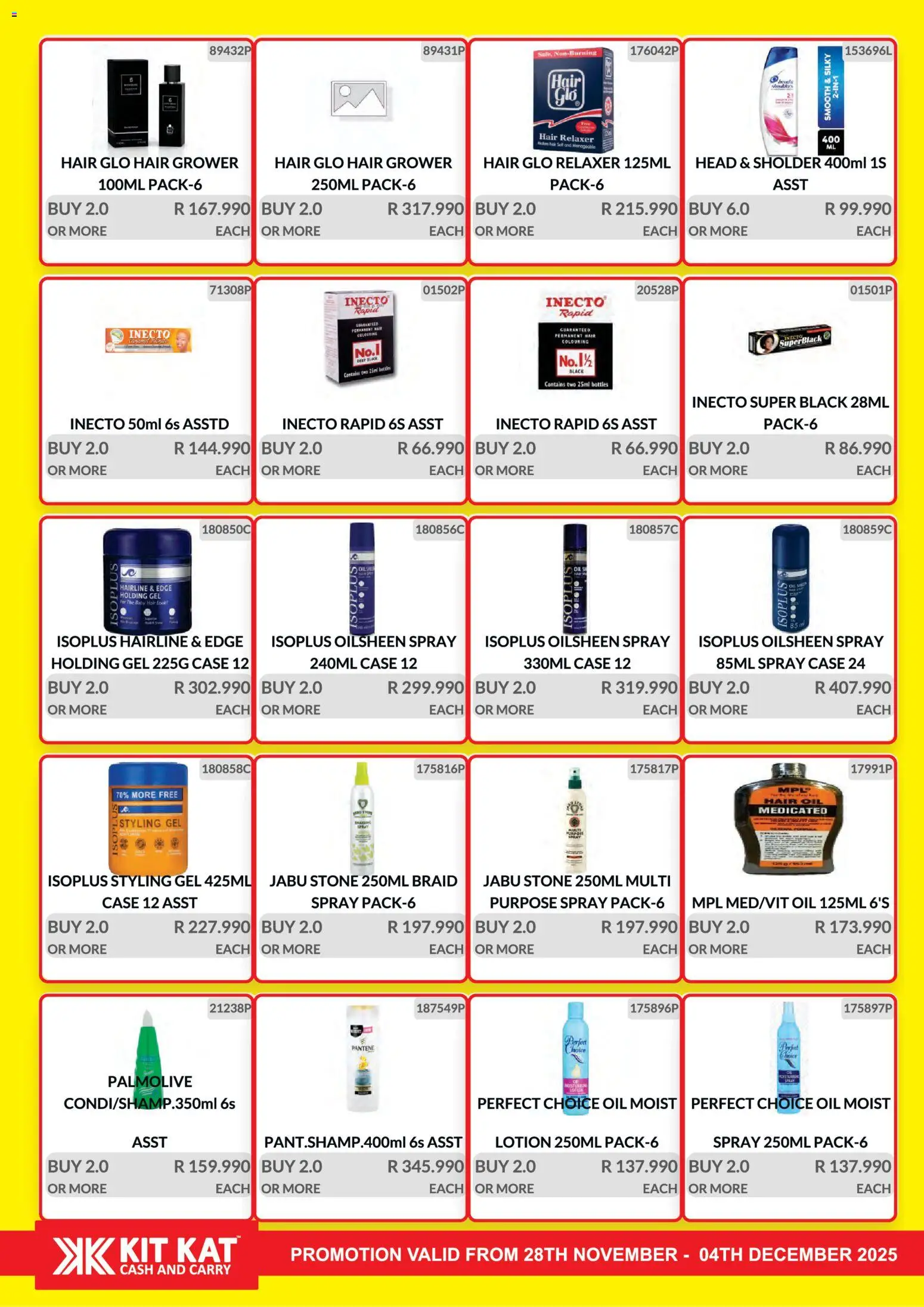 New KIT KAT Cash & Carry catalogue – valid from 28.11.2025 | Page: 18 | Products: Oil, Hair oil, Relaxer, Lotion