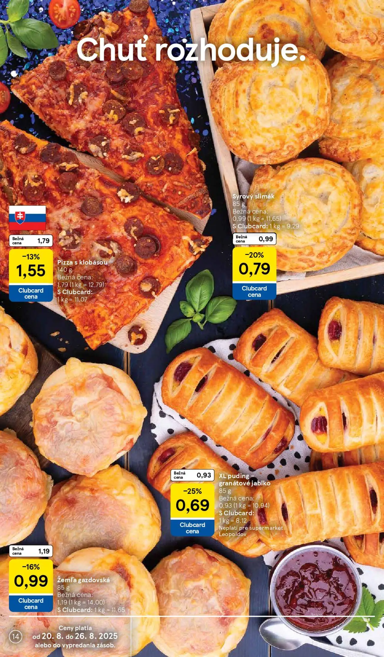 Tesco Supermarket - leták │ platný od 20.08.2025 | Strana: 14 | Produkty: Pizza, Puding