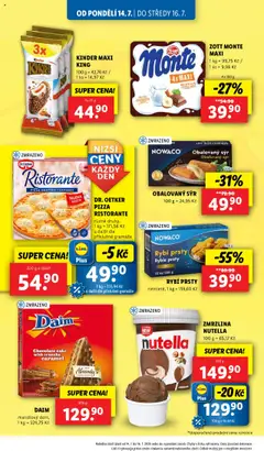 Lidl leták od 14.07.2025 | Strana: 16 | Produkty: Pizza Quattro Formaggi, Sýr, Maxi king, Nutella
