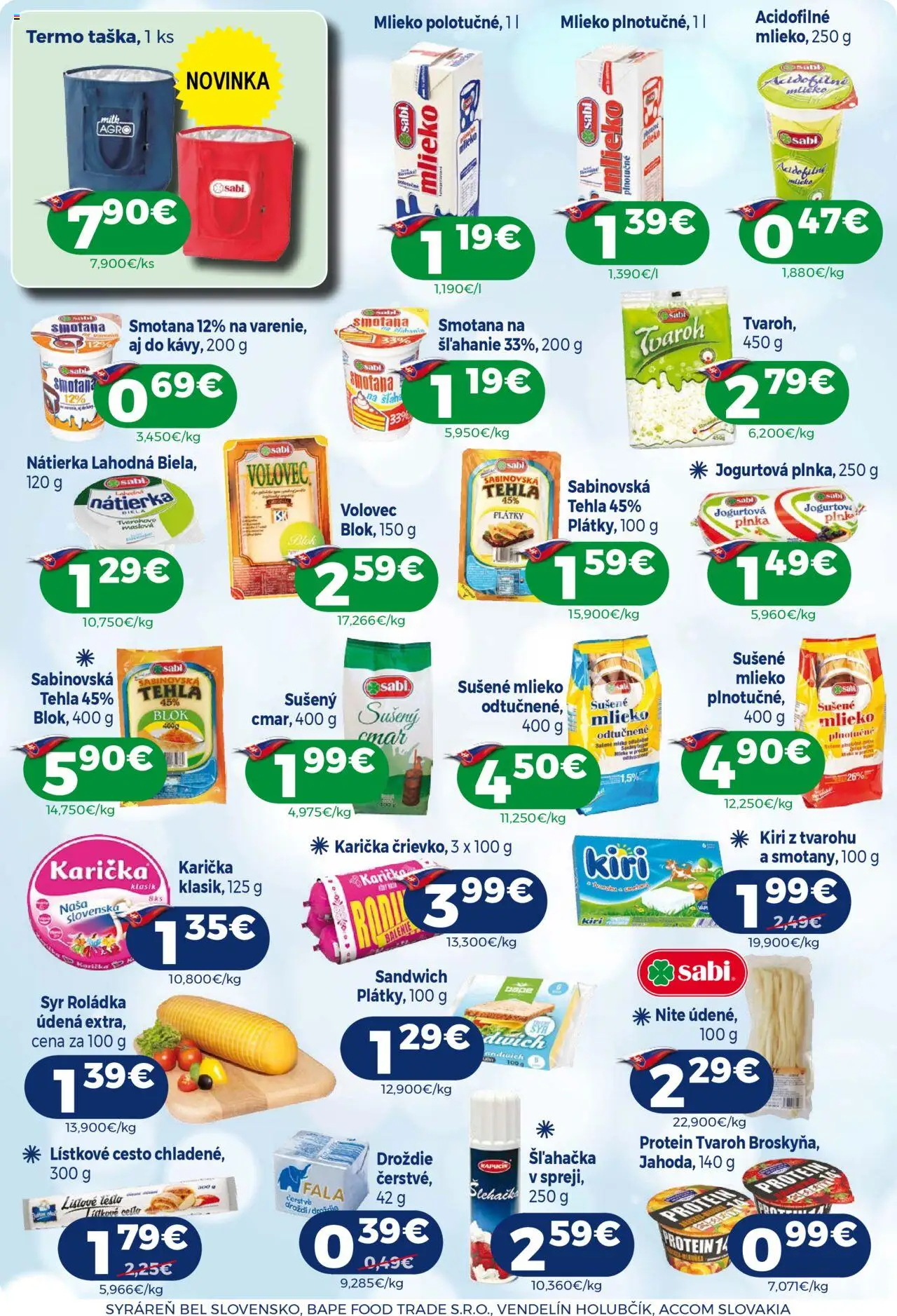 Milk Agro leták │ platný od 16.07.2025 | Strana: 4 | Produkty: Tvaroh, Sušené mlieko, Taška, Šľahačka