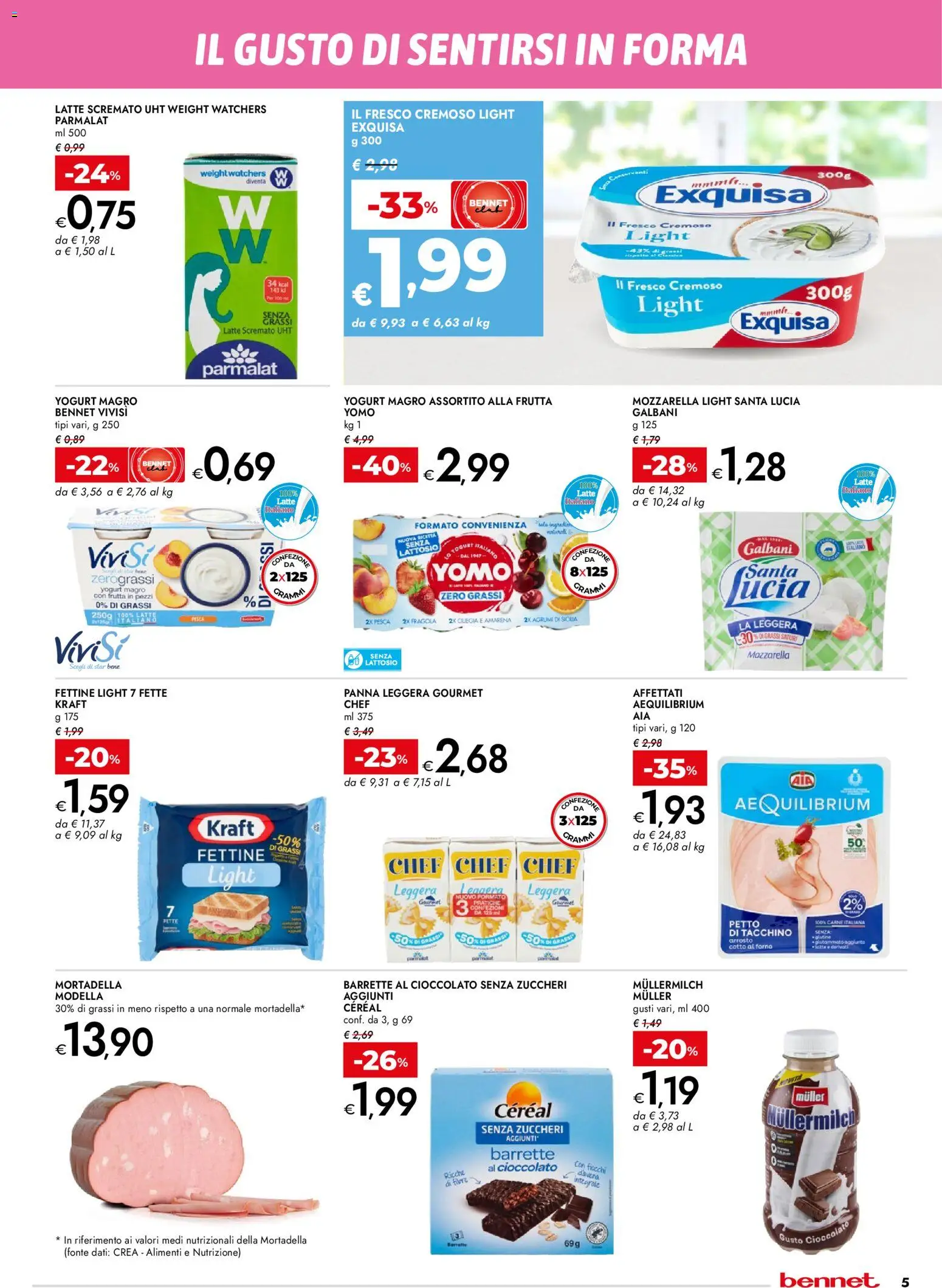 Volantino bennet del 02.04.2026 | Pagina: 5 | Prodotti: Arrosto, Latte, Pesca, Amarena