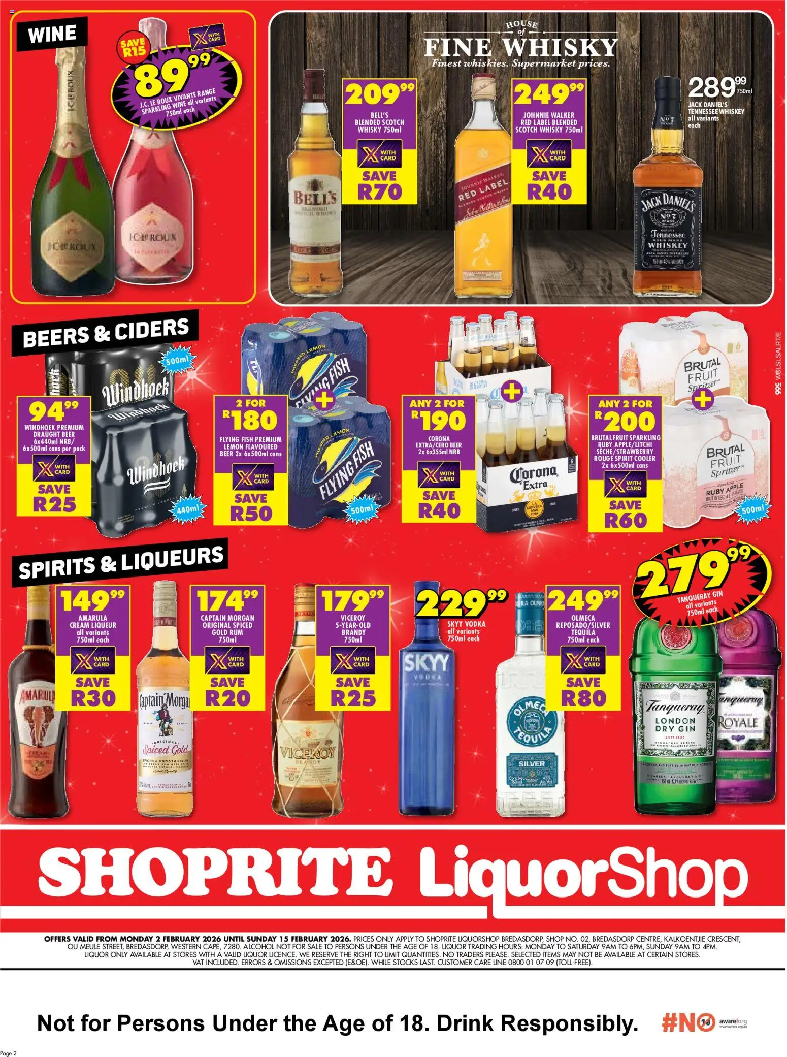 New Shoprite catalogue – valid from 02.02.2026 | Page: 2 | Products: Beer, Cream, Vodka, Fruit
