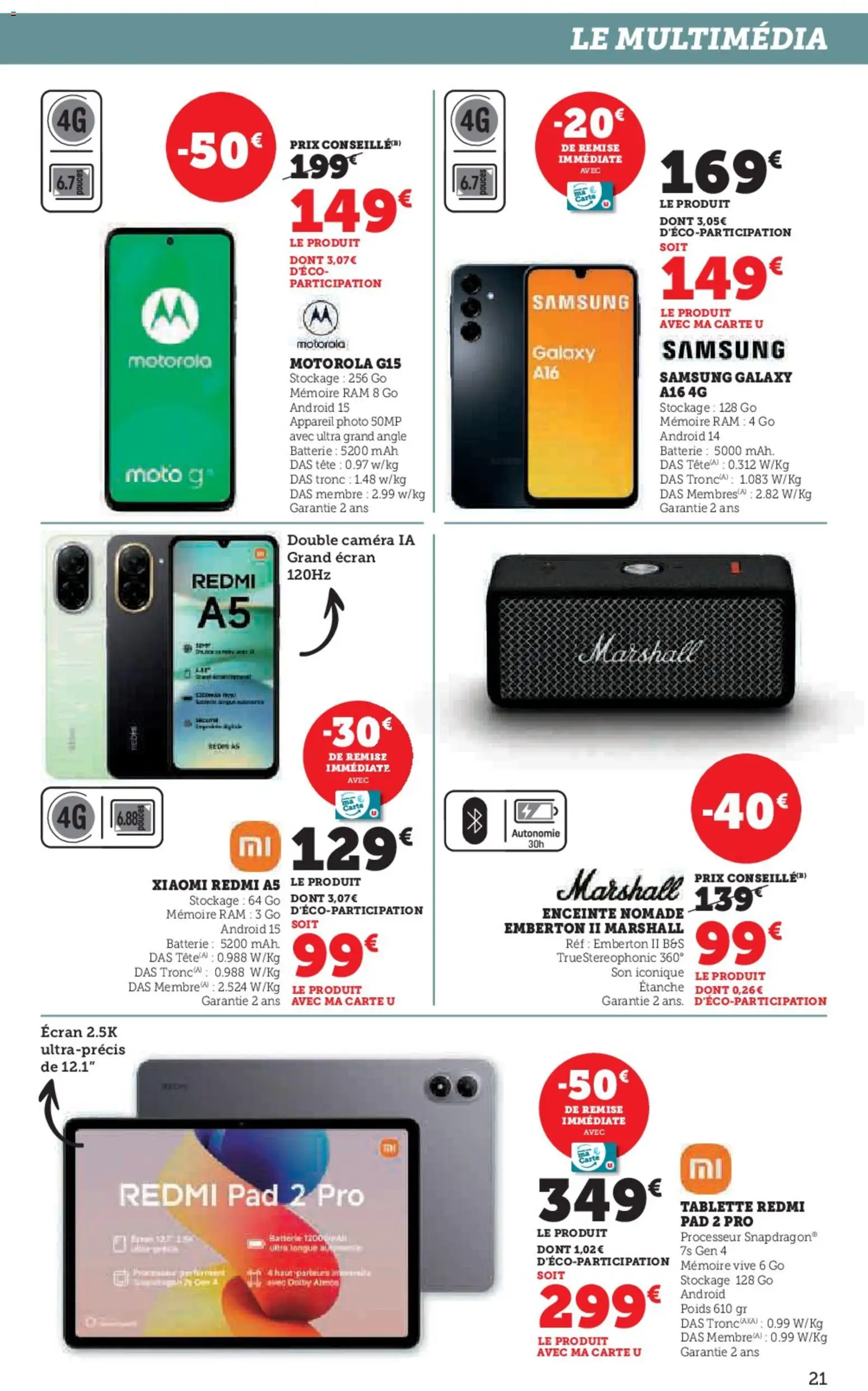 {H1} | Page: 21 | Produits: Tablette, Enceinte, Poids, Batterie