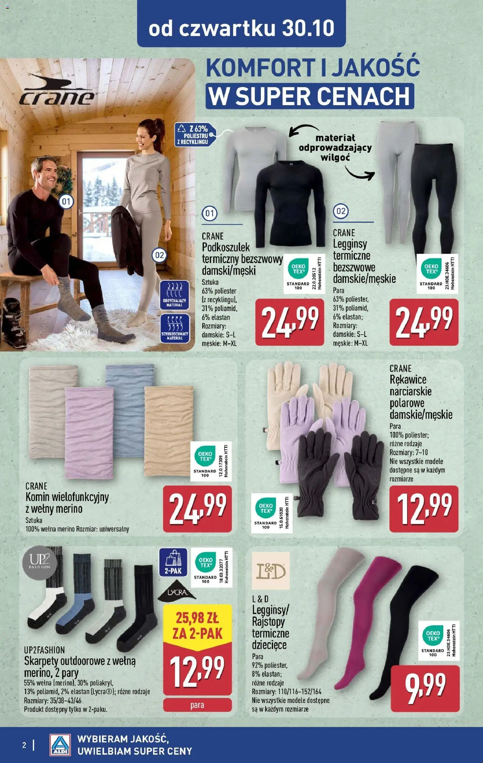 Aldi Gazetka - Super okazje od czwartku od 30.10.2025 | Strona: 2 | Produkty: Skarpety, Legginsy, Rajstopy