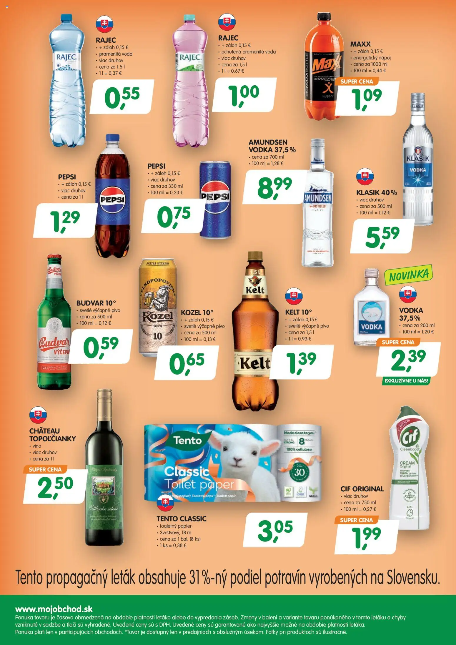 Nové Môj obchod akcie – leták je platný od 02.01.2026 | Strana: 4 | Produkty: Víno, Kelt, Vodka, Energetický nápoj