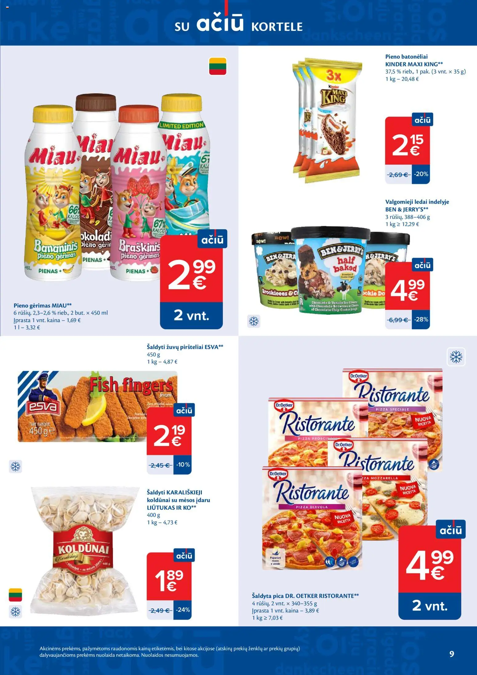 MAXIMA akcijos nuo 17.03.2026 | Puslapis: 9 | Prekių: Ledai, Pienas, Pica, Valgomieji ledai