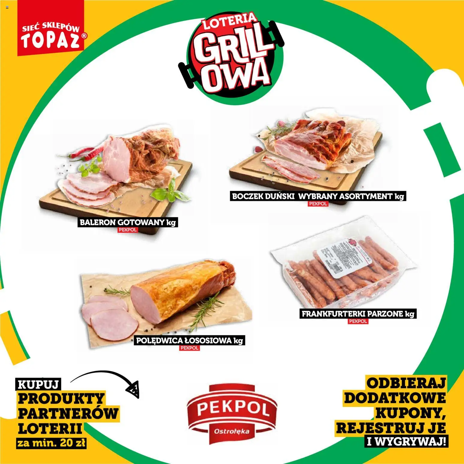 Topaz gazetka - Kupuj, Grilluj I Wygrywaj od 20.04.2026 | Strona: 54 | Produkty: Grill, Frankfurterki, Boczek