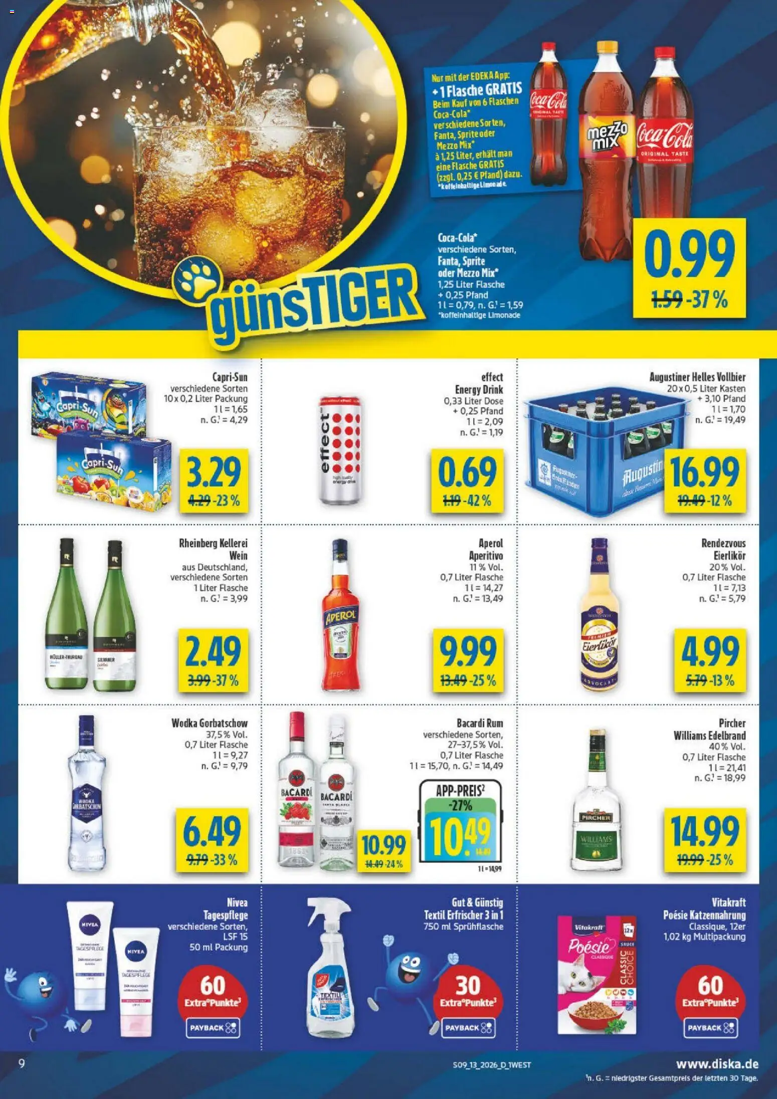 Diska - Diska Angebote Bayern KW13 – gültig ab 23.03.2026 | Seite: 9 | Produkte: Bacardi, Mezzo mix, Coca cola, Cola