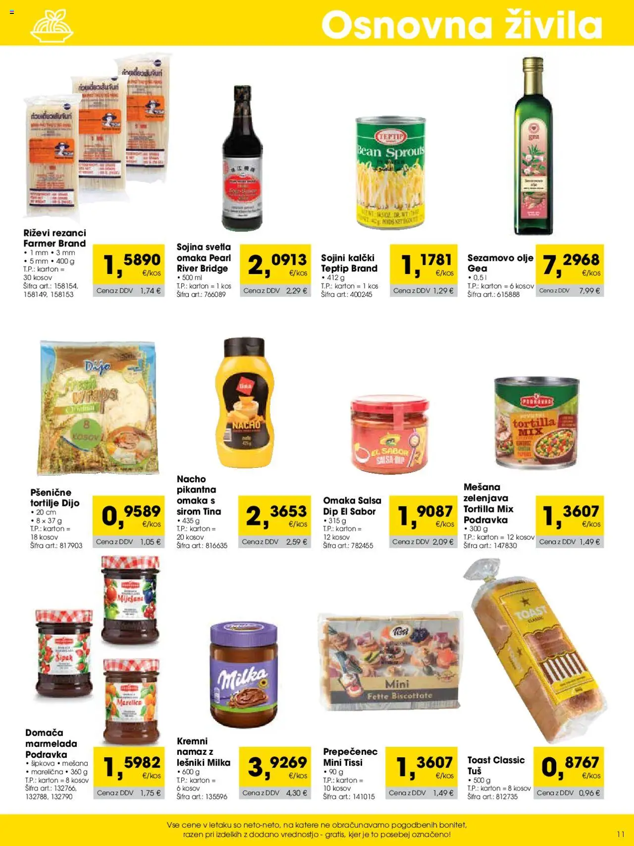 Novi Tuš katalog ponudbe – veljaven od 01.10.2025 | Stran: 11 | Izdelki: Rezanci, Toast, Namaz, Omaka