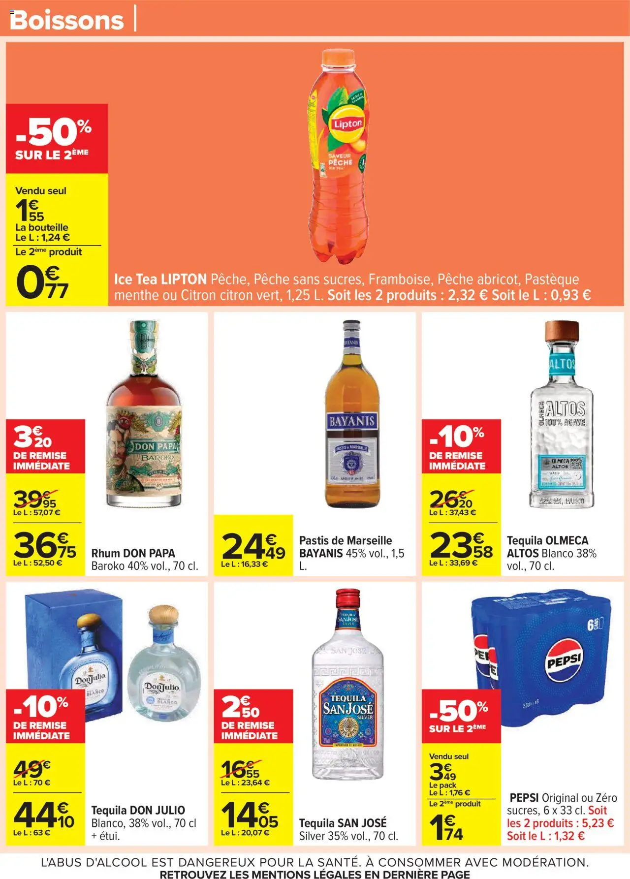 {H1} | Page: 38 | Produits: Pastis, Pastèque, Tequila, Rhum Don Papa