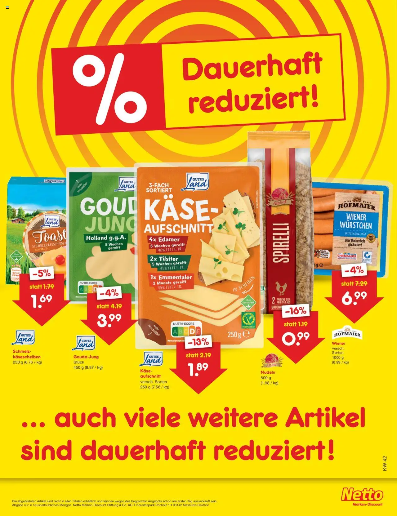 Netto Marken-Discount Prospekt 	 – gültig ab 20.10.2025 | Seite: 5 | Produkte: Käse, Toast, Edamer, Nudeln
