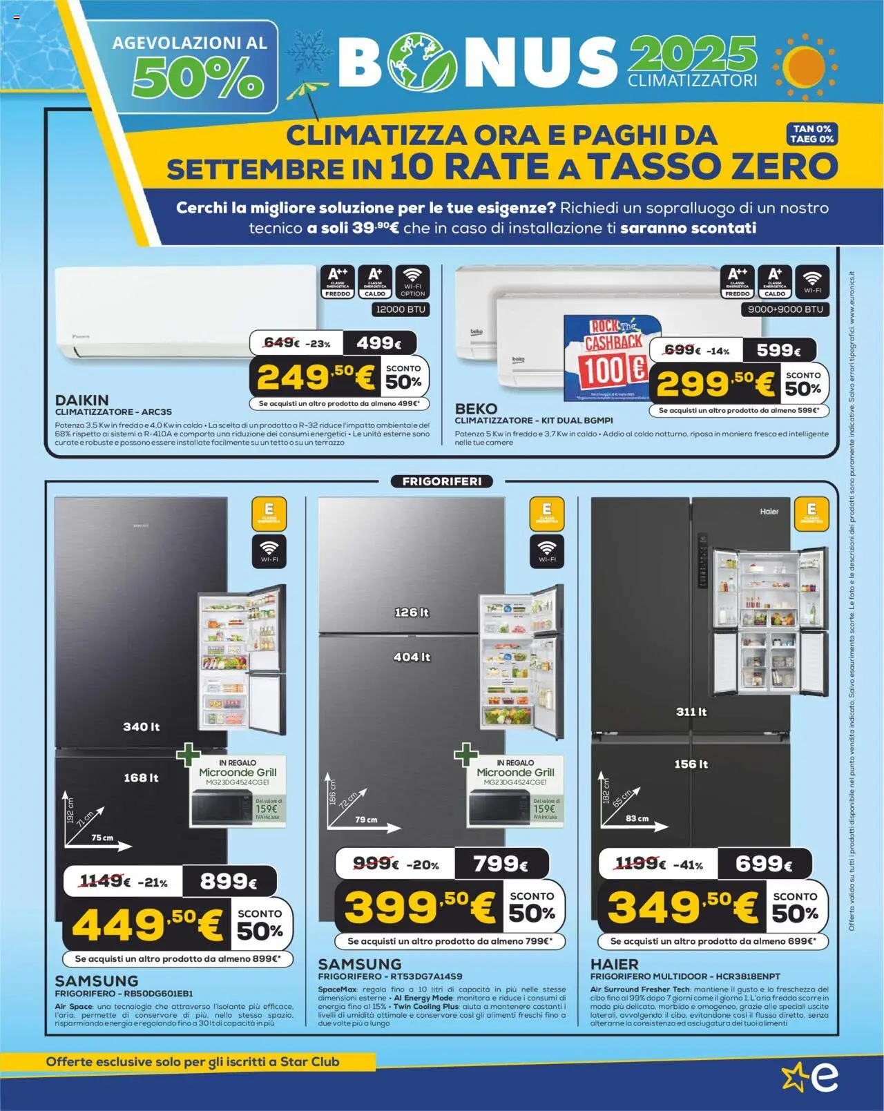 Volantino Euronics del 05.06.2025 | Pagina: 9 | Prodotti: Climatizzatore, The, Frigorifero, Samsung