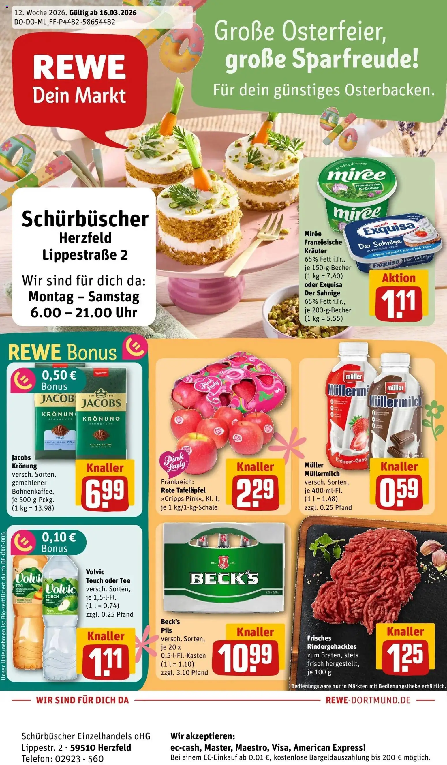 Rewe Prospekt Lippetal	 – gültig ab 15.03.2026 | Seite: 1 | Produkte: Pfirsich, Tee, Muller mullermilch, Telefon