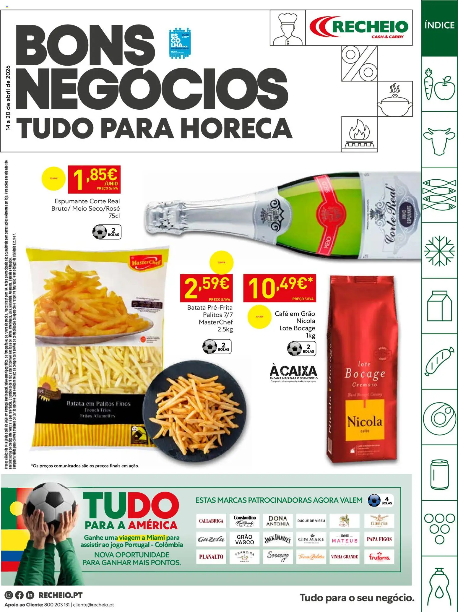 Recheio Horeca │ válido de 14.04.2026 | Página: 1 | Produtos: Batata, Caixa, Café, Gin