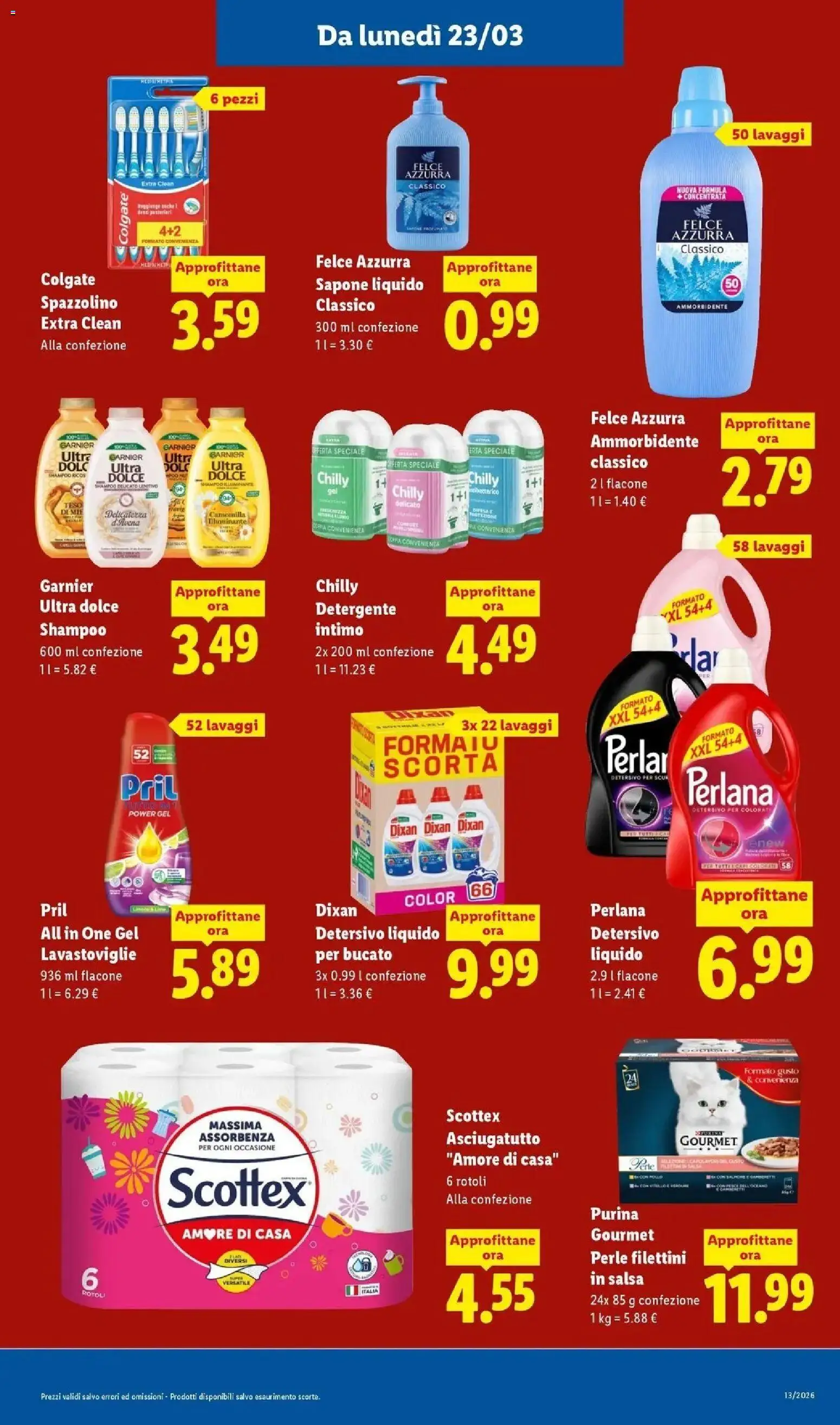 Volantino Lidl del 22.03.2026 | Pagina: 3 | Prodotti: Ammorbidente, Detergente, Intimo, Lavastoviglie