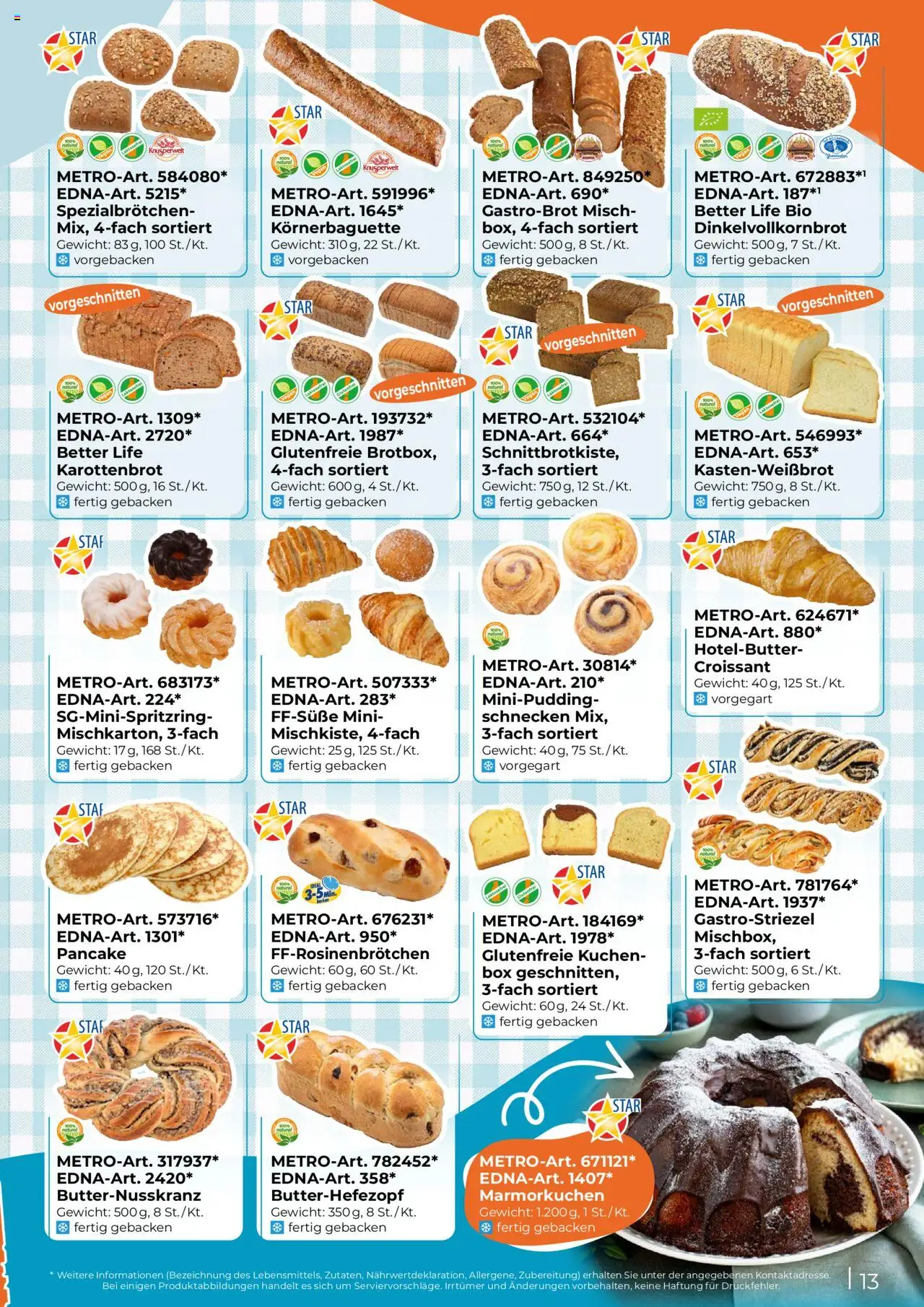 Metro  Edna Foodservice – gültig ab 01.10.2025 | Seite: 13 | Produkte: Gewicht, Box, Croissant, Kuchen