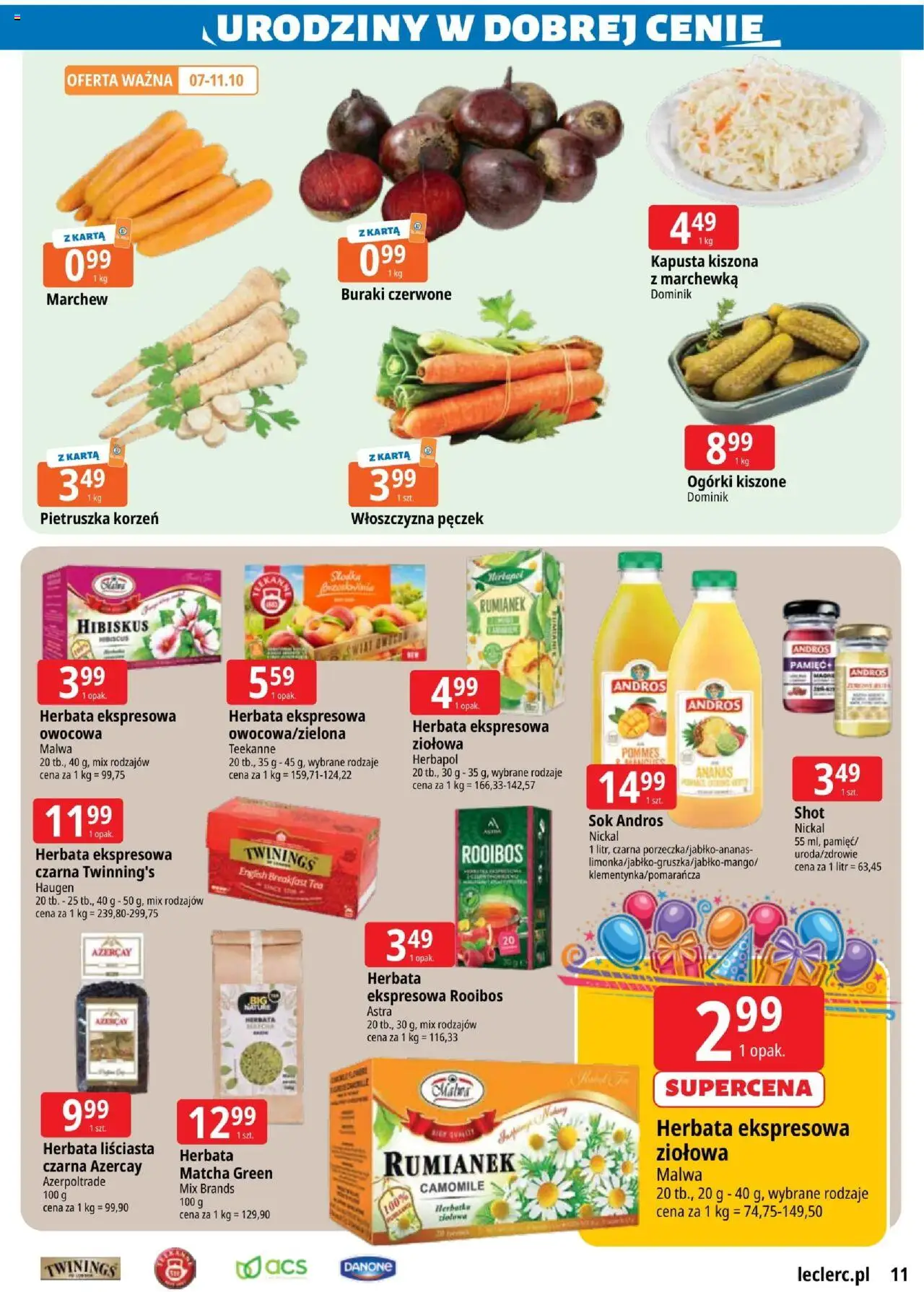 E.Leclerc Gazetka - Zielona Góra od 07.10.2025 | Strona: 11 | Produkty: Kapusta, Kapusta kiszona, Herbata liściasta, Herbata