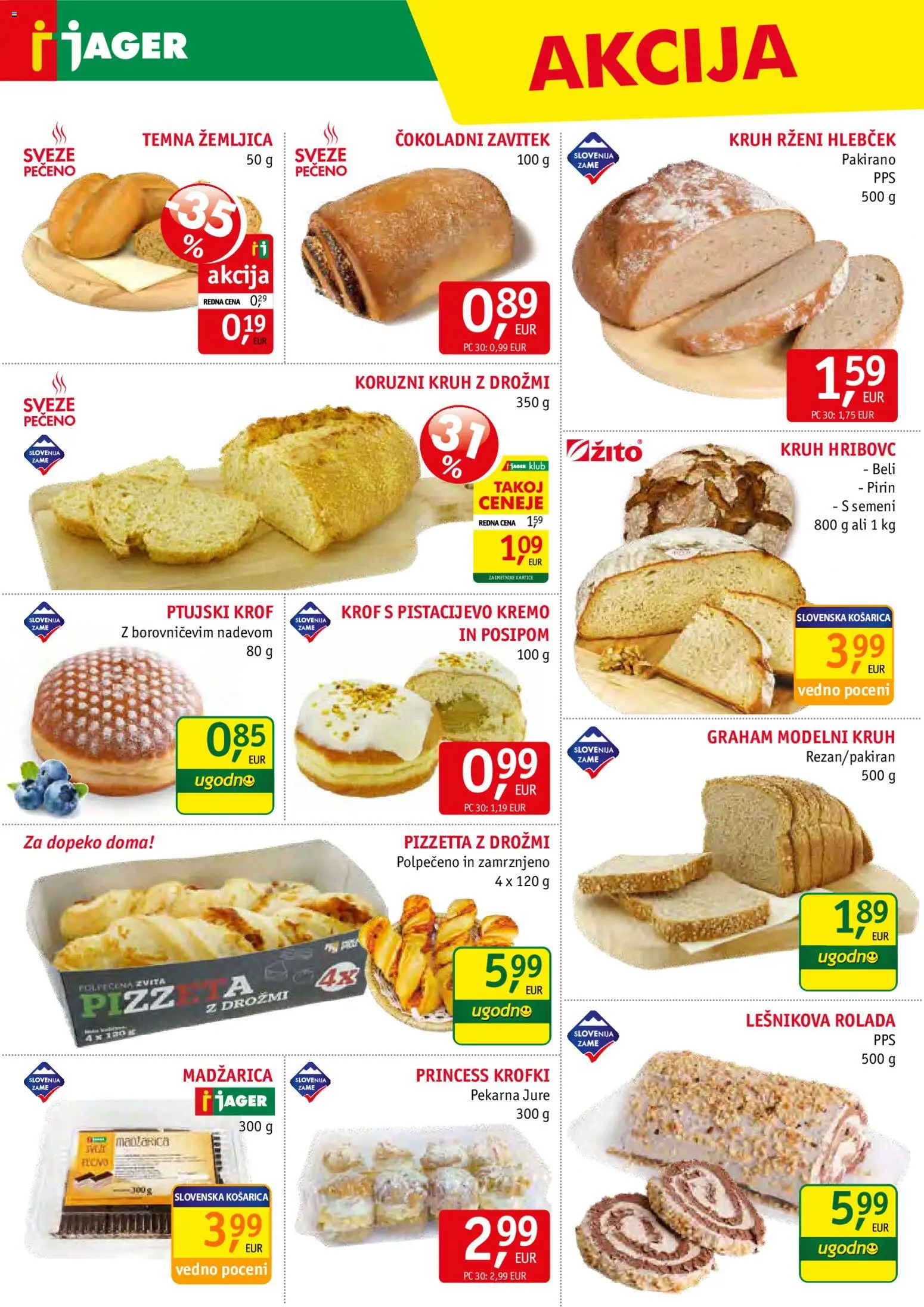 Novi Jager katalog ponudbe – veljaven od 14.01.2026 | Stran: 6 | Izdelki: Pekarna, Rolada, Kruh