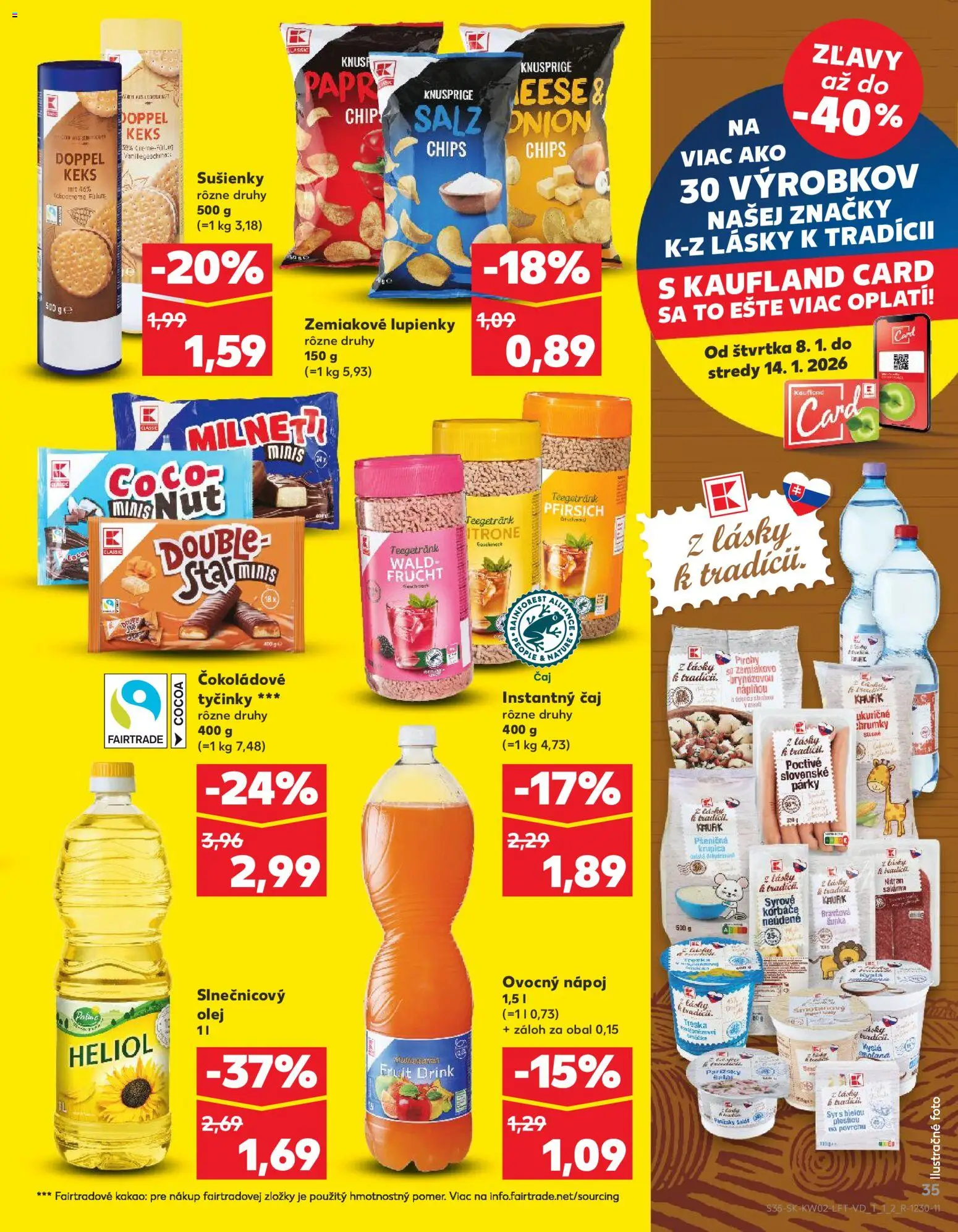 Nové Kaufland akcie – leták je platný od 08.01.2026 | Strana: 35 | Produkty: Olej, Pirohy, Treska, Kakao