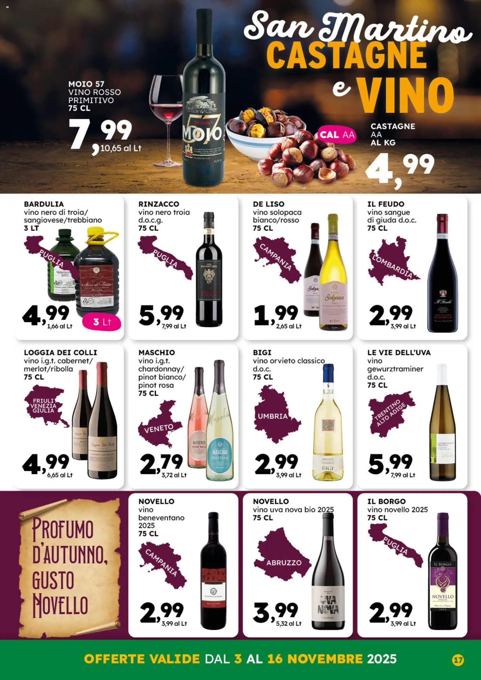 Volantino GECOP del 03.11.2025 | Pagina: 17 | Prodotti: Vino, Uva, Vino rosso, Profumo
