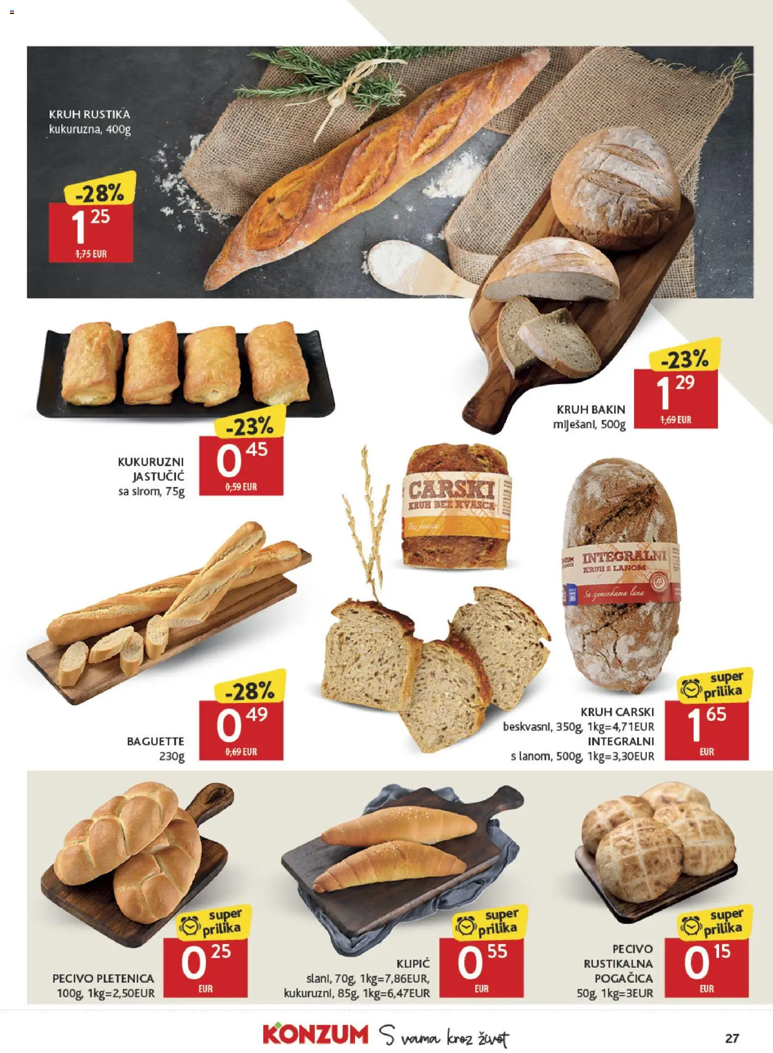 Konzum katalog | vrijedi od 18.03.2026 | Stranica: 27 | Proizvodi: Kruh, Pecivo