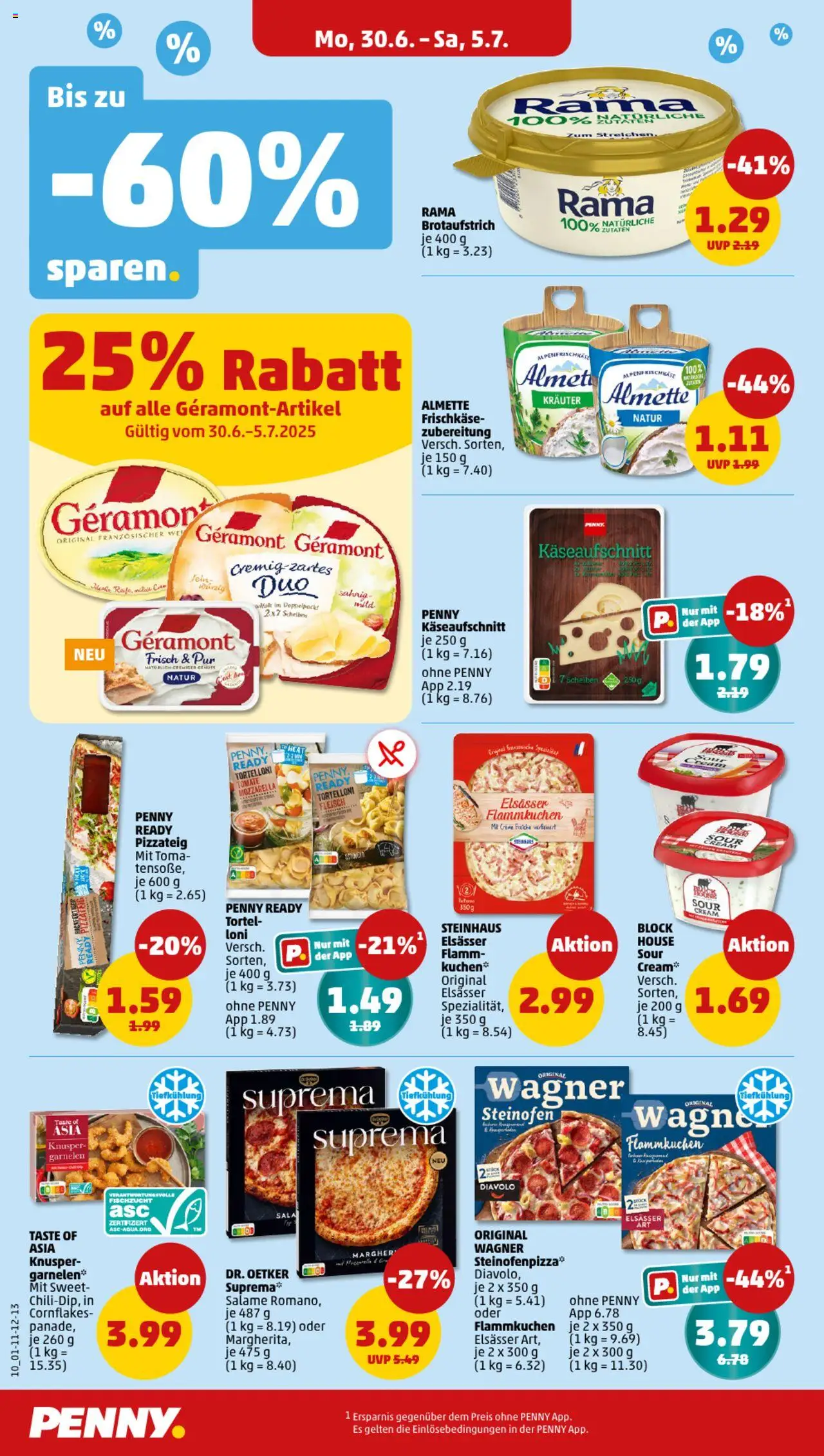 Penny Prospekt 	 - gültig ab dem 30.06.2025 | Seite: 10 | Produkte: Geramont, Mozzarella, Garnelen, Kuchen