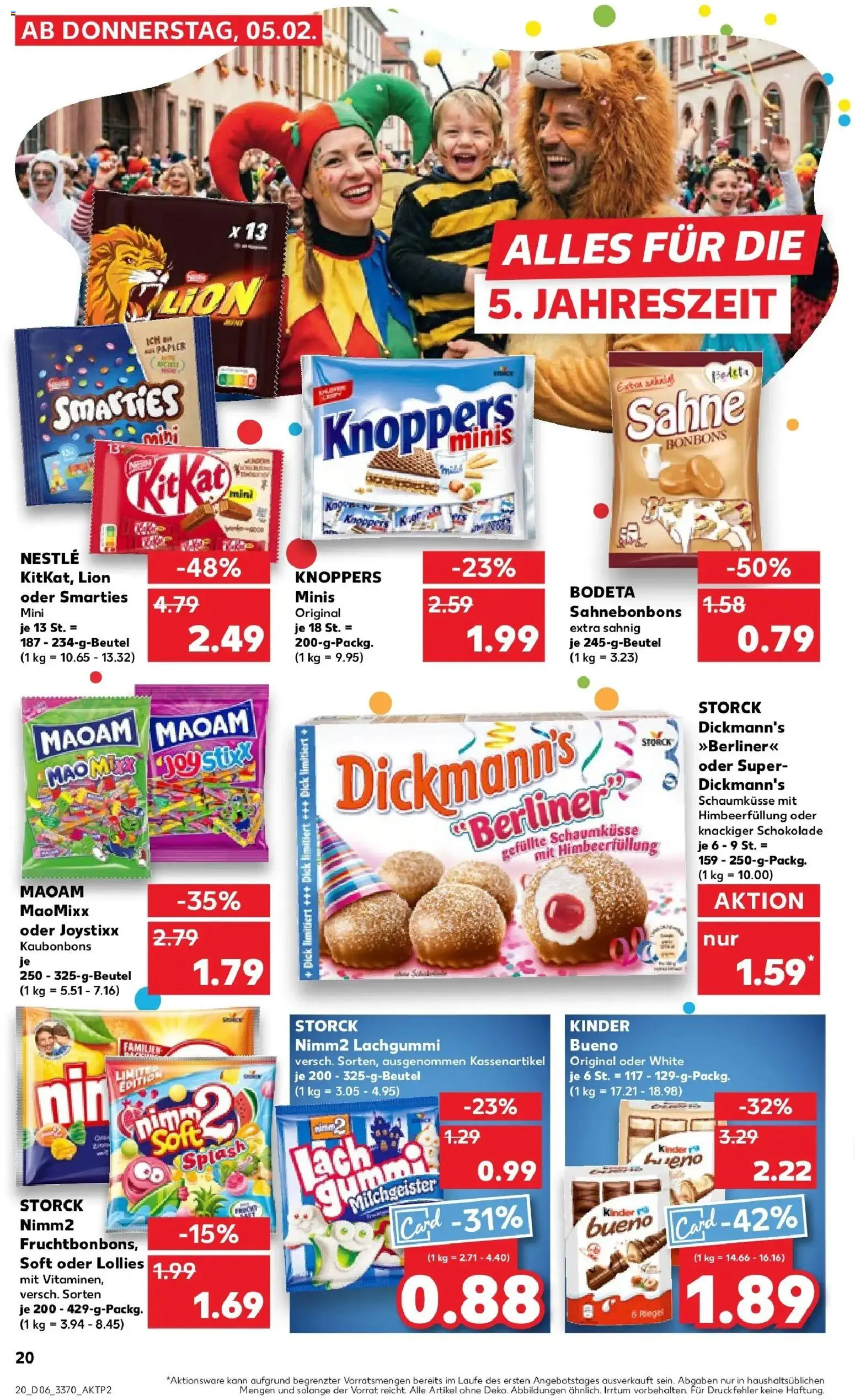 Kaufland prospekt Arnstadt	 – gültig ab 09.02.2026 | Seite: 20 | Produkte: Schokolade, Kinder bueno, Knoppers, Sahne
