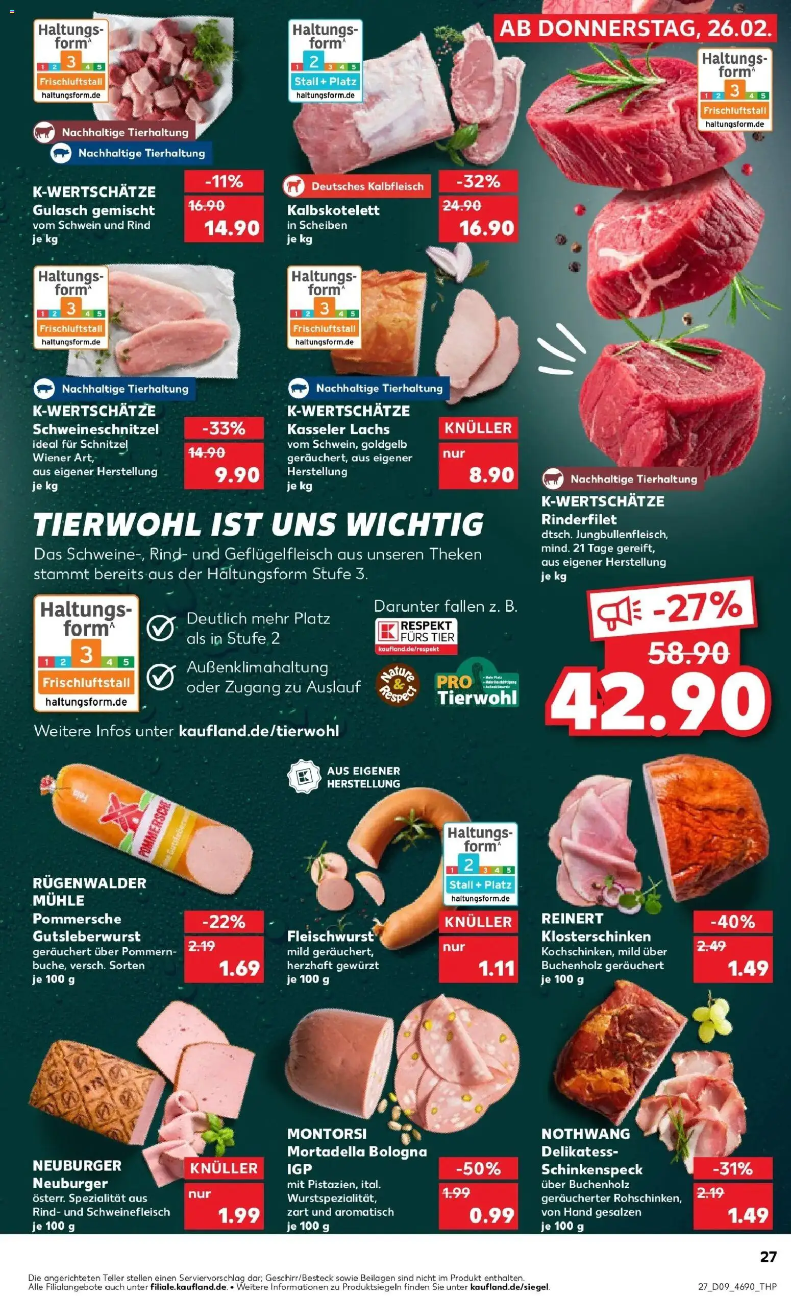 Kaufland prospekt Vilshofen An Der Donau	 – gültig ab 26.02.2026 | Seite: 27 | Produkte: Mühle, Rinderfilet, Gulasch, Schweinefleisch