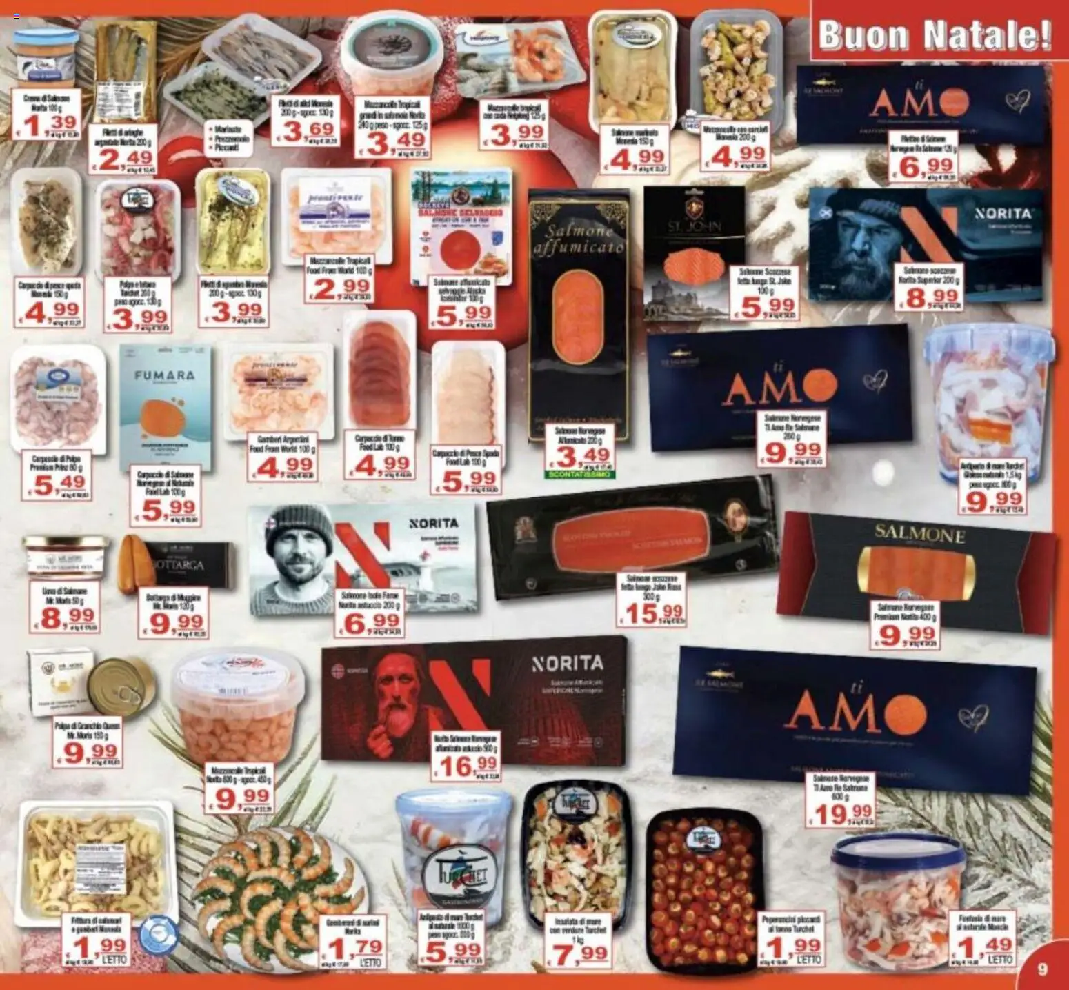 Volantino CTS del 16.12.2025 | Pagina: 9 | Prodotti: Salmone, Pesce, Gamberi, Letto