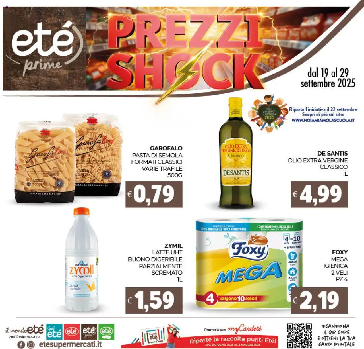 Volantino Eté del 19.09.2025 | Pagina: 1 | Prodotti: Latte, Olio, Pasta, Olio extra vergine